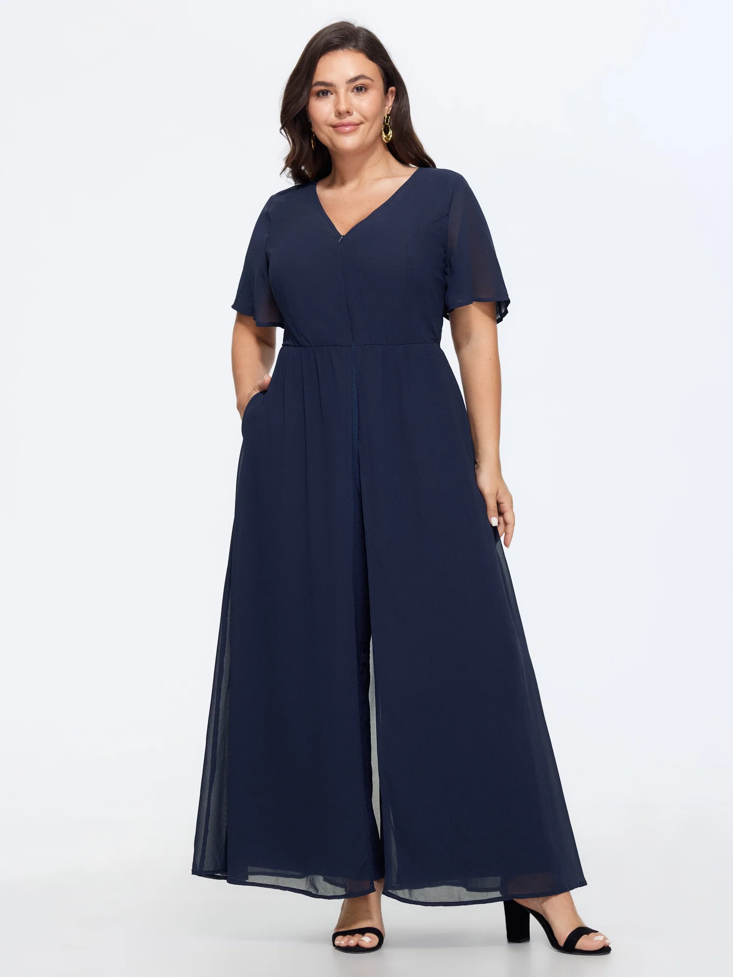 Hidden Zipper Layered Pockets Jumpsuit