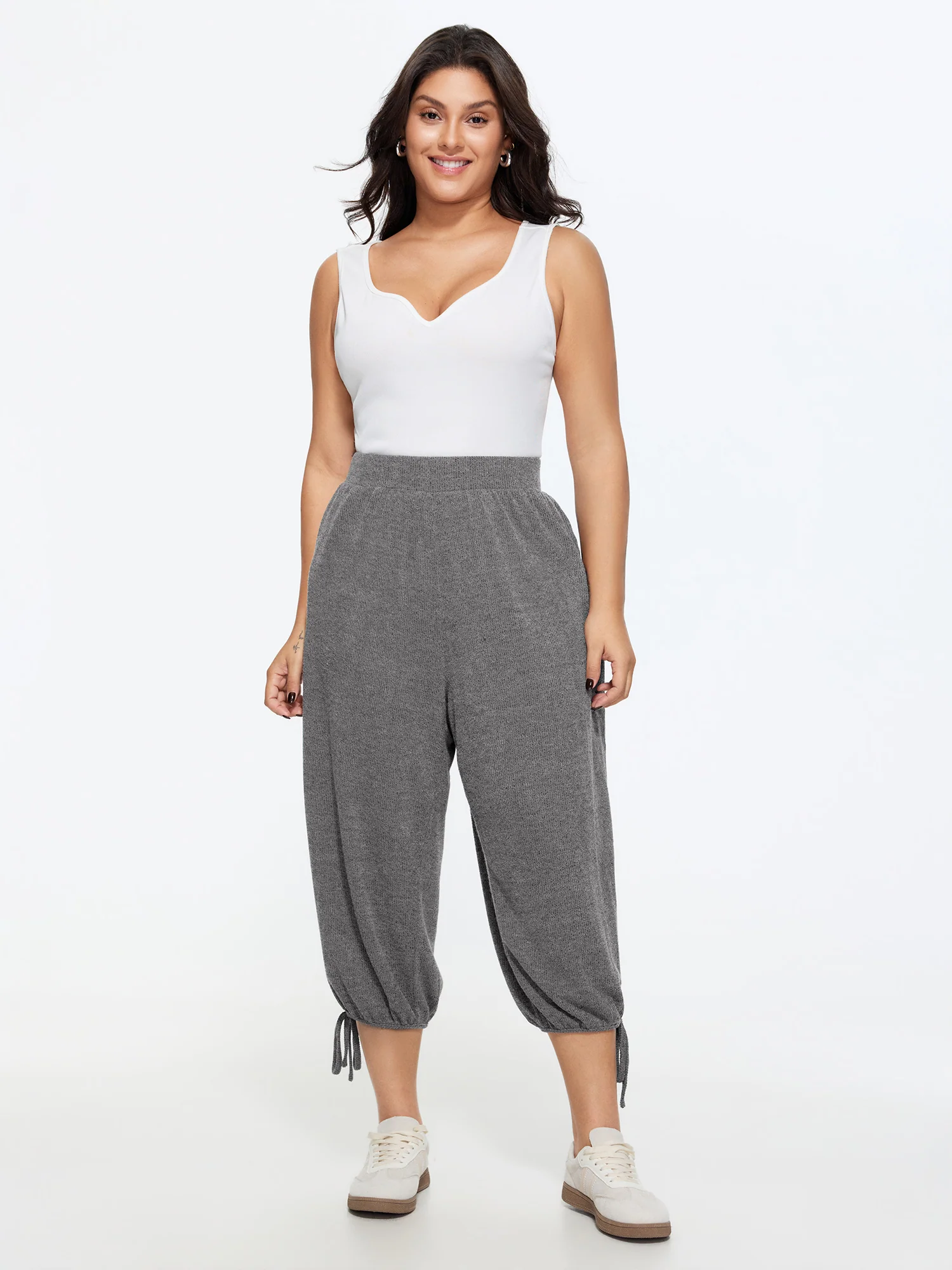 Stretchy Wide Waistband Jogger Pants