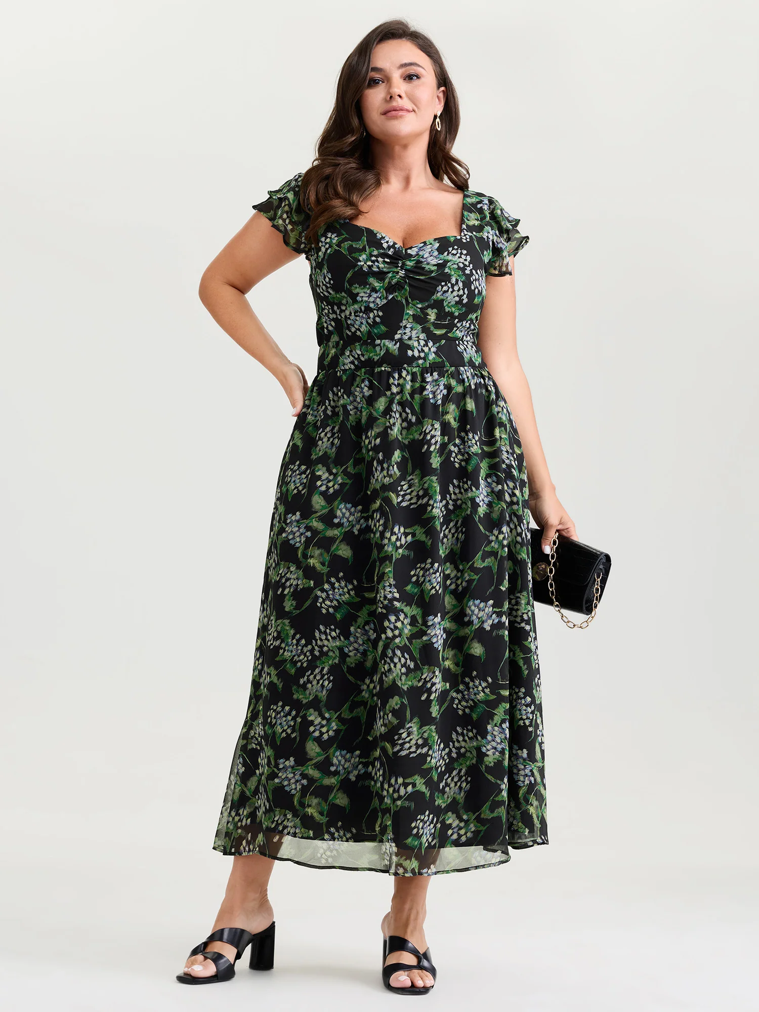 Romantic Floral Print Backless Tie Maxi Dress