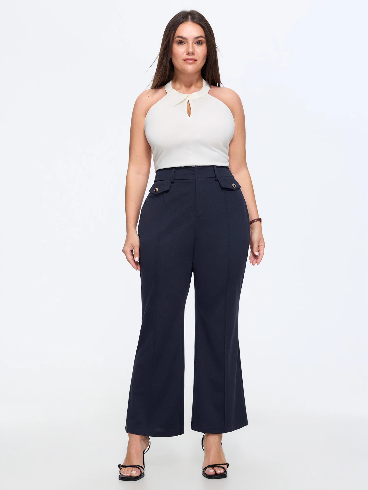 Stretchy Pull-On Flared Hem Pants