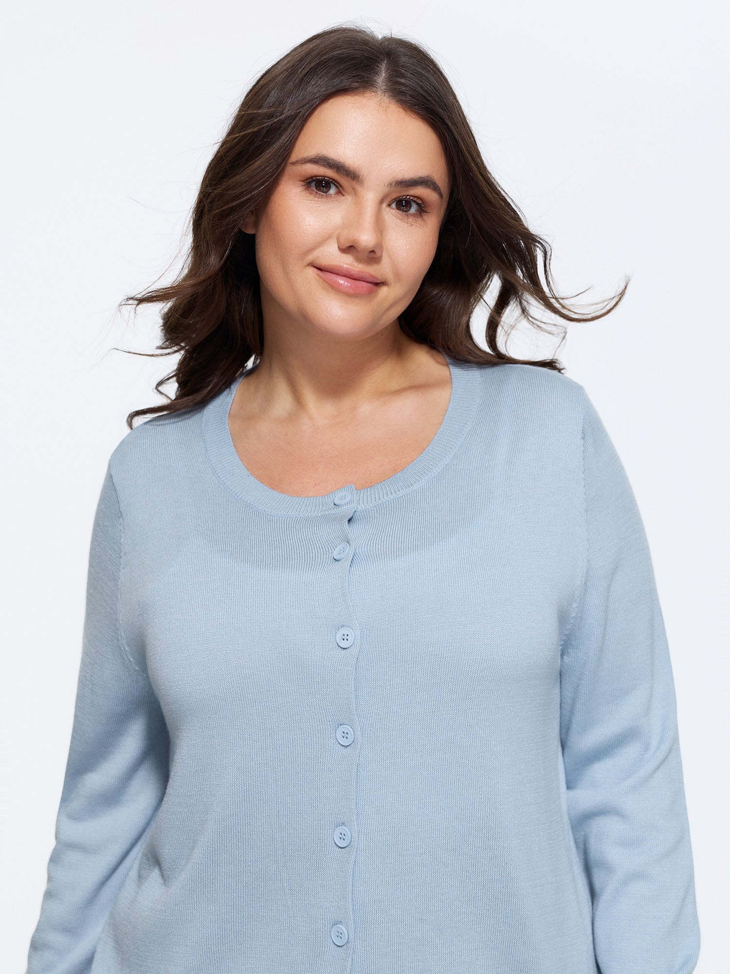 Classic Solid Crew Neck Button Down Knit Cardigan