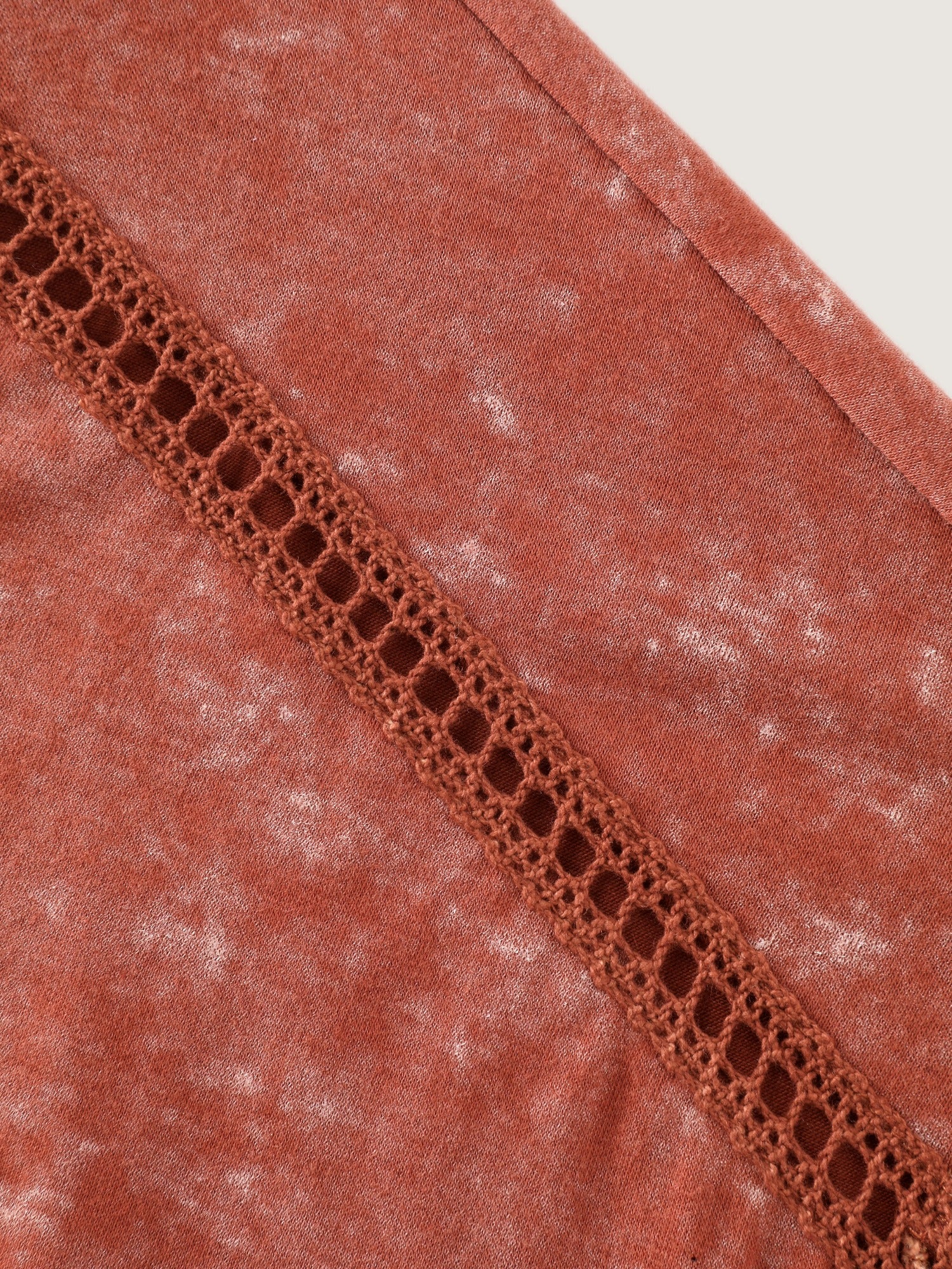 Vintage Crochet Lace Ruched Side T-Shirt