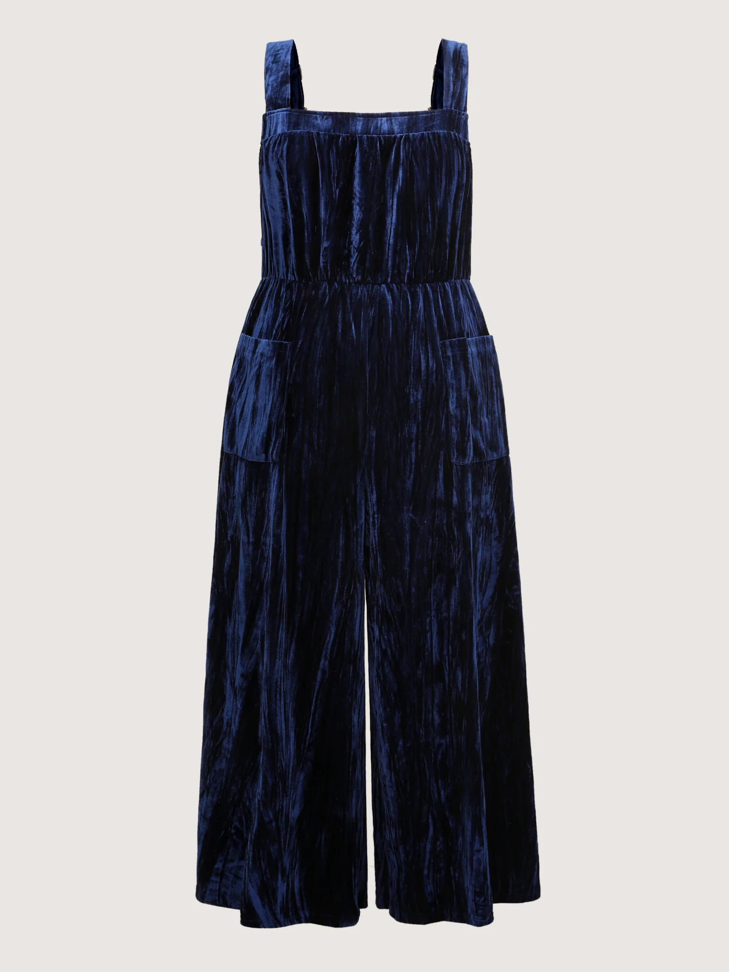 Velvety Texture Adjustable Pockets Overall Jumpsuit