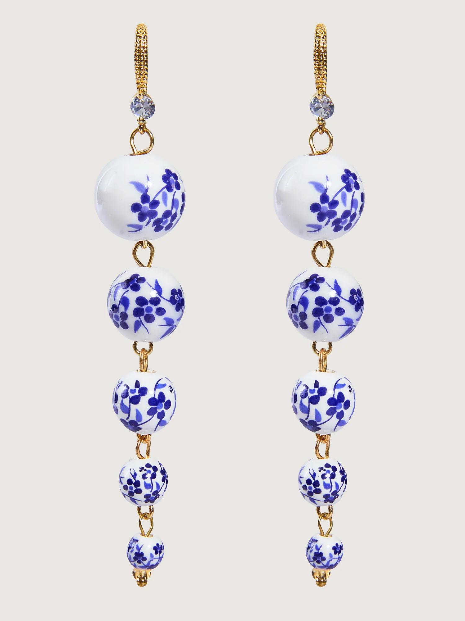 Floral Printed Beaded Drop Earrings