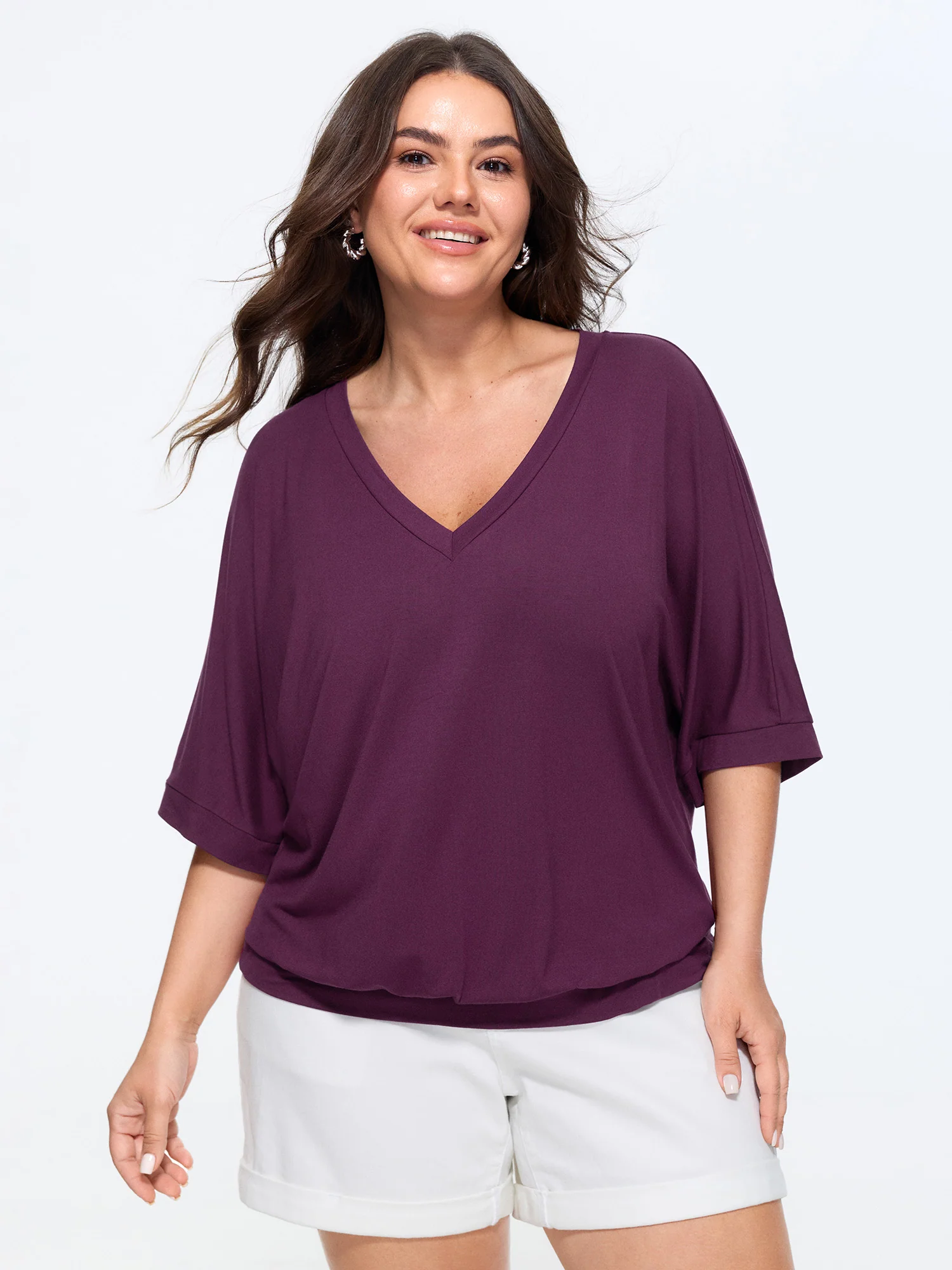 Supersoft Stretchy V-Neck Plain T-Shirt