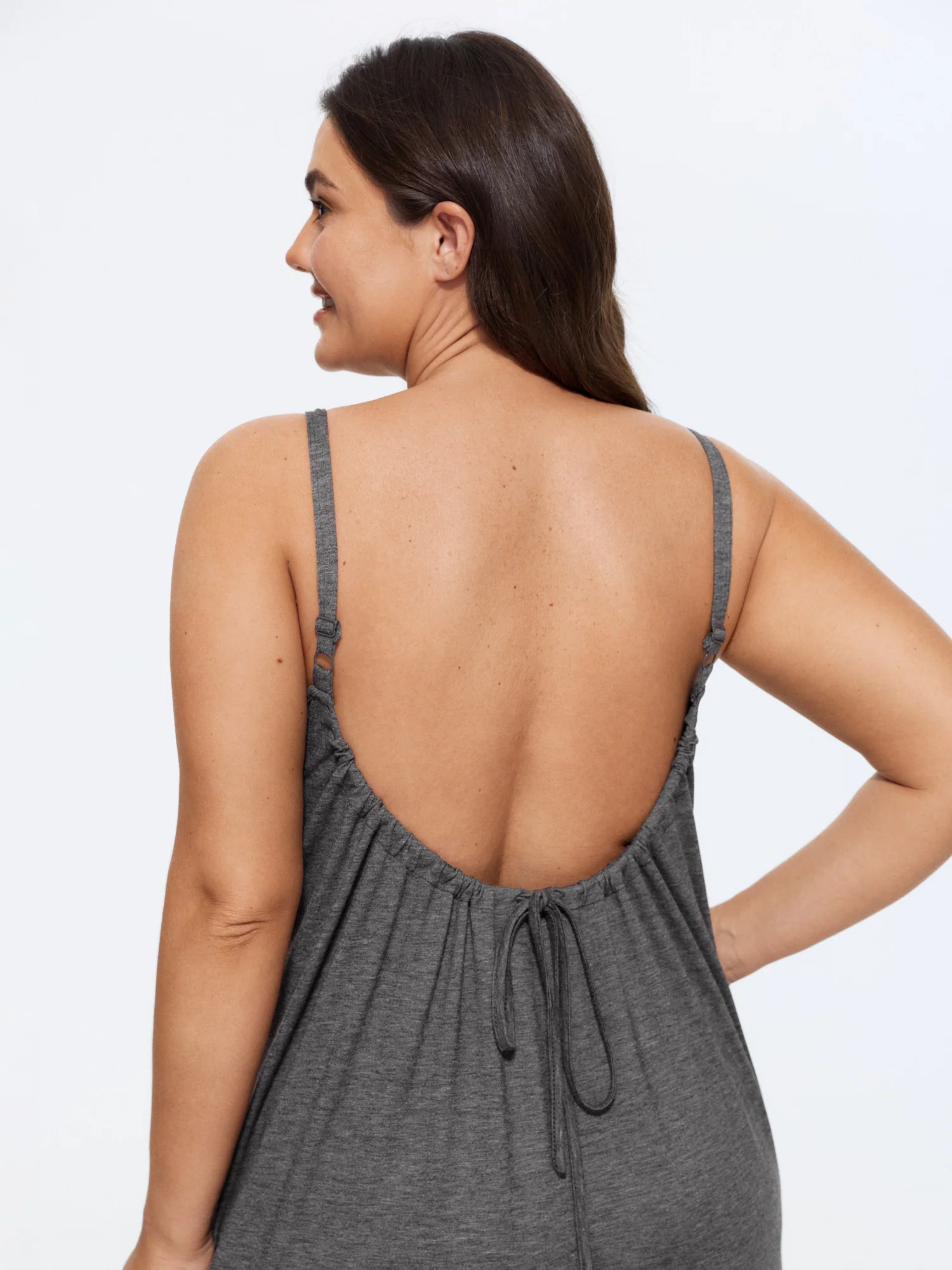 Supersoft Adjustable Strap Backless Drawstring Lounge Jumpsuit