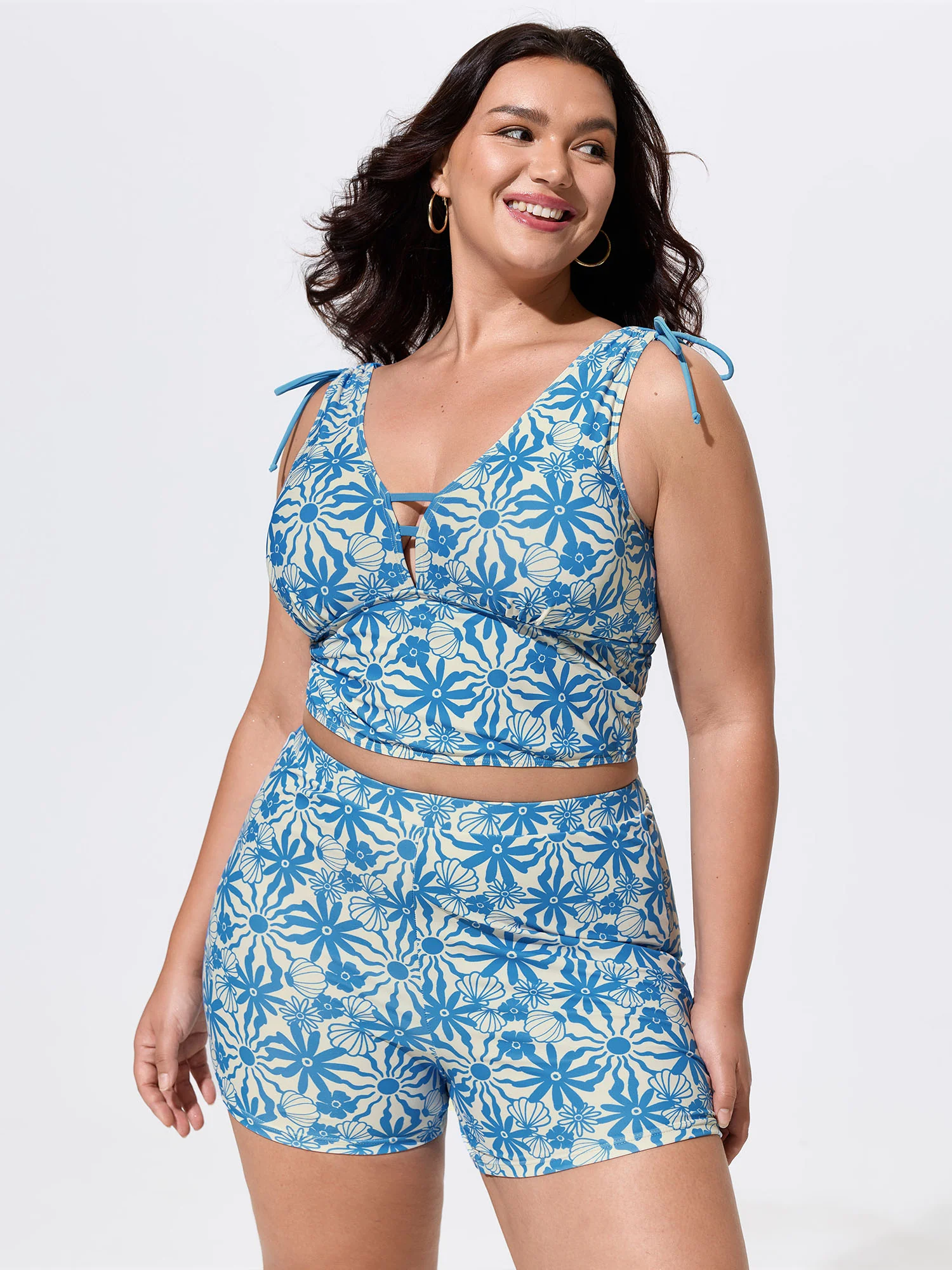 Floral Print Tight-Fit Swim Bottoms