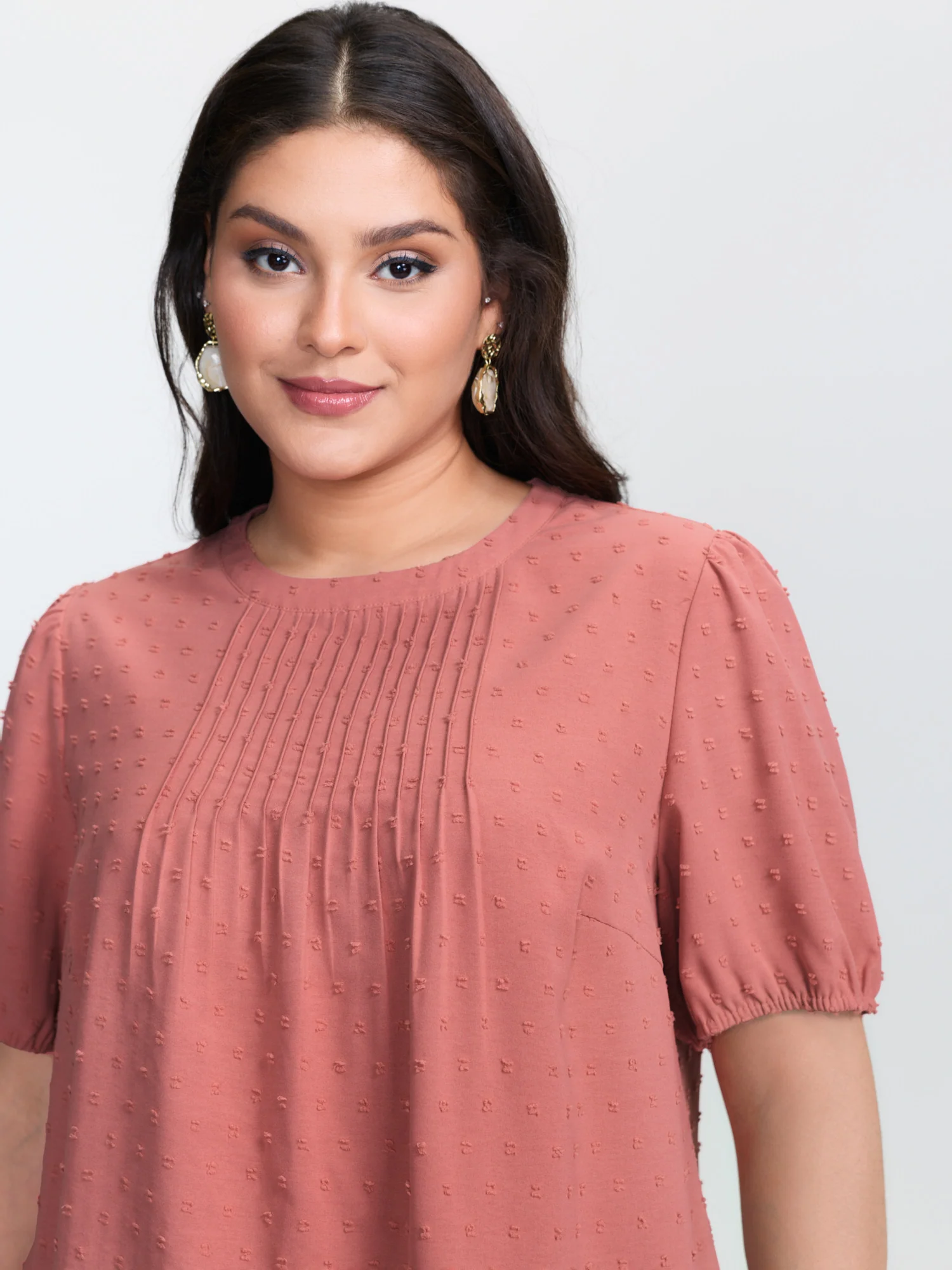 Textured Dots Pleated Blouse