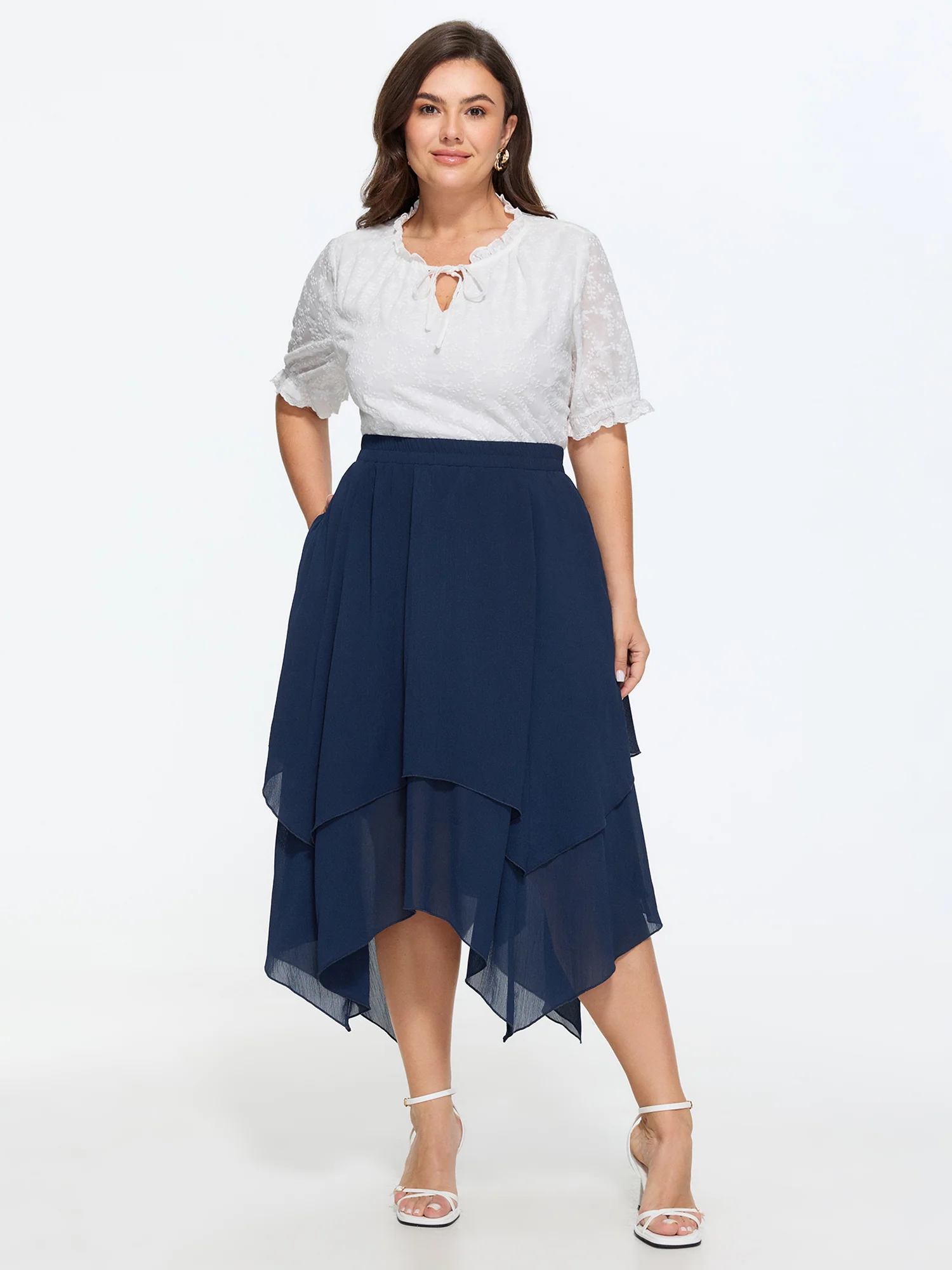 Stretchy Sheer Layered Flowy Maxi Skirt