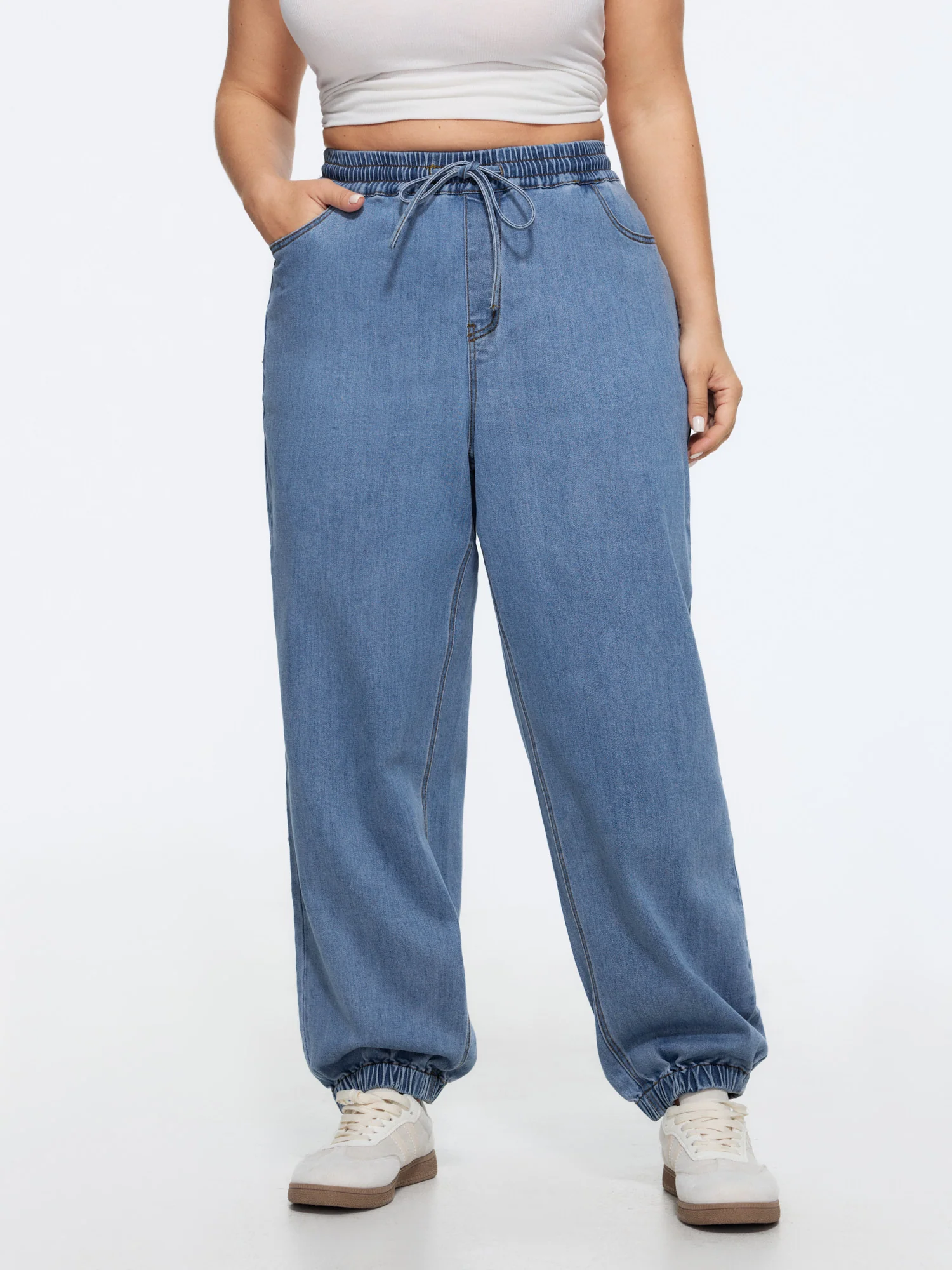 Pull-On Stretchy Cuffed Hem Jeans
