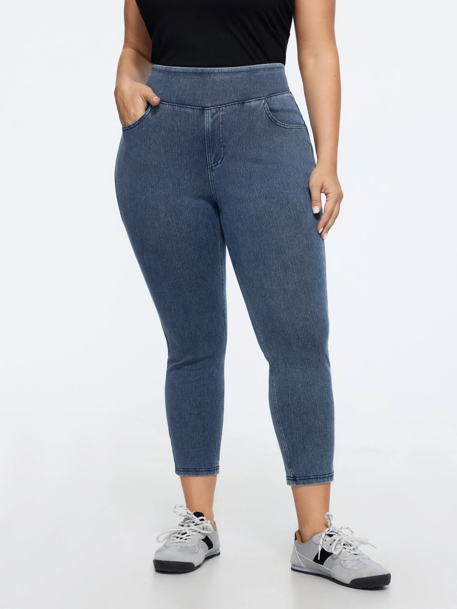 Stretchy Wide Waistband Pull-On Jeans