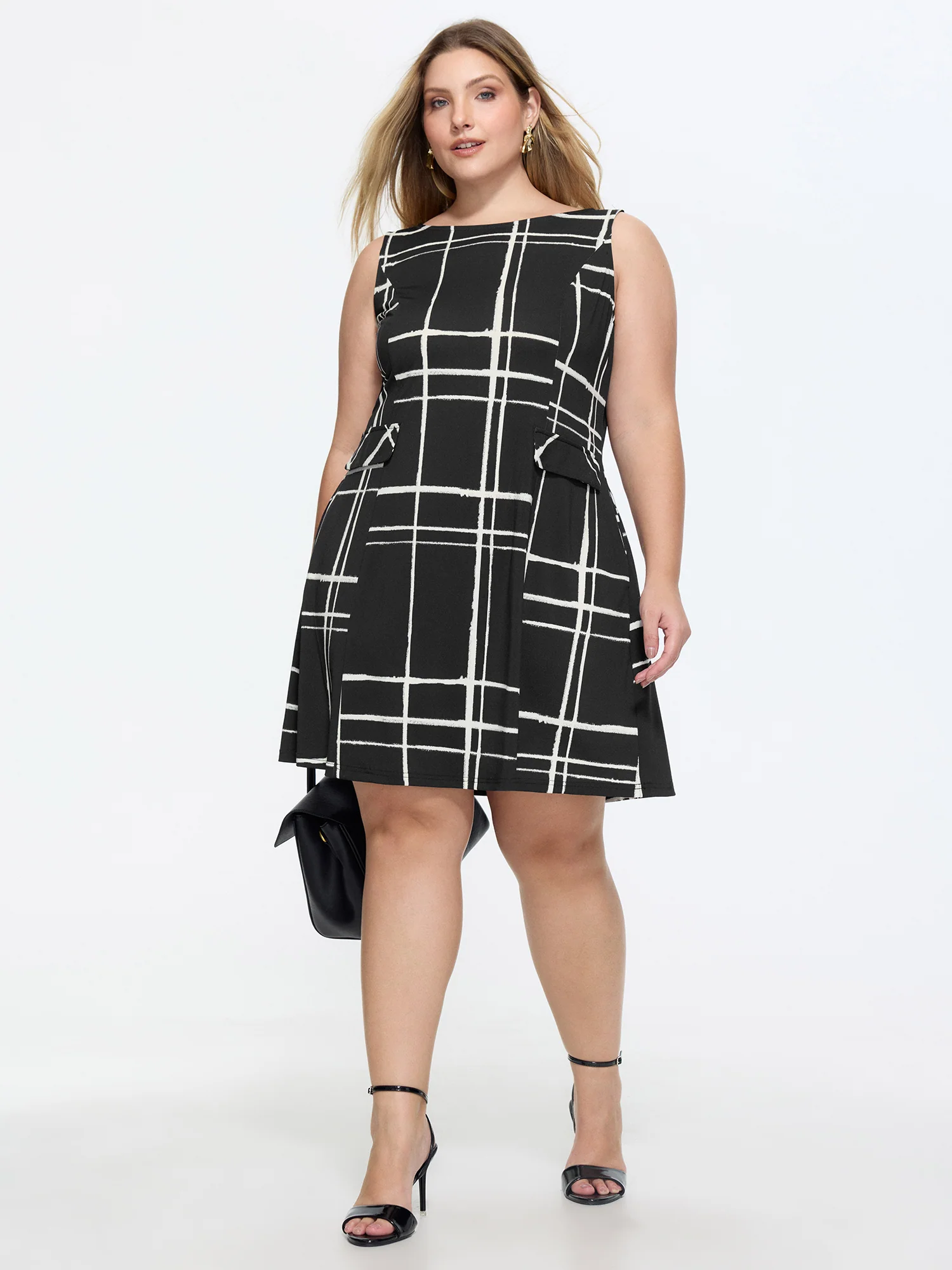 Geometric Print Pockets Mini Dress