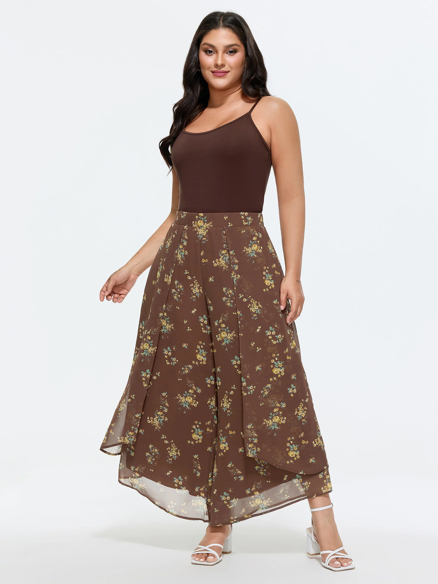 Floral Print Petal Wide-Leg Pants