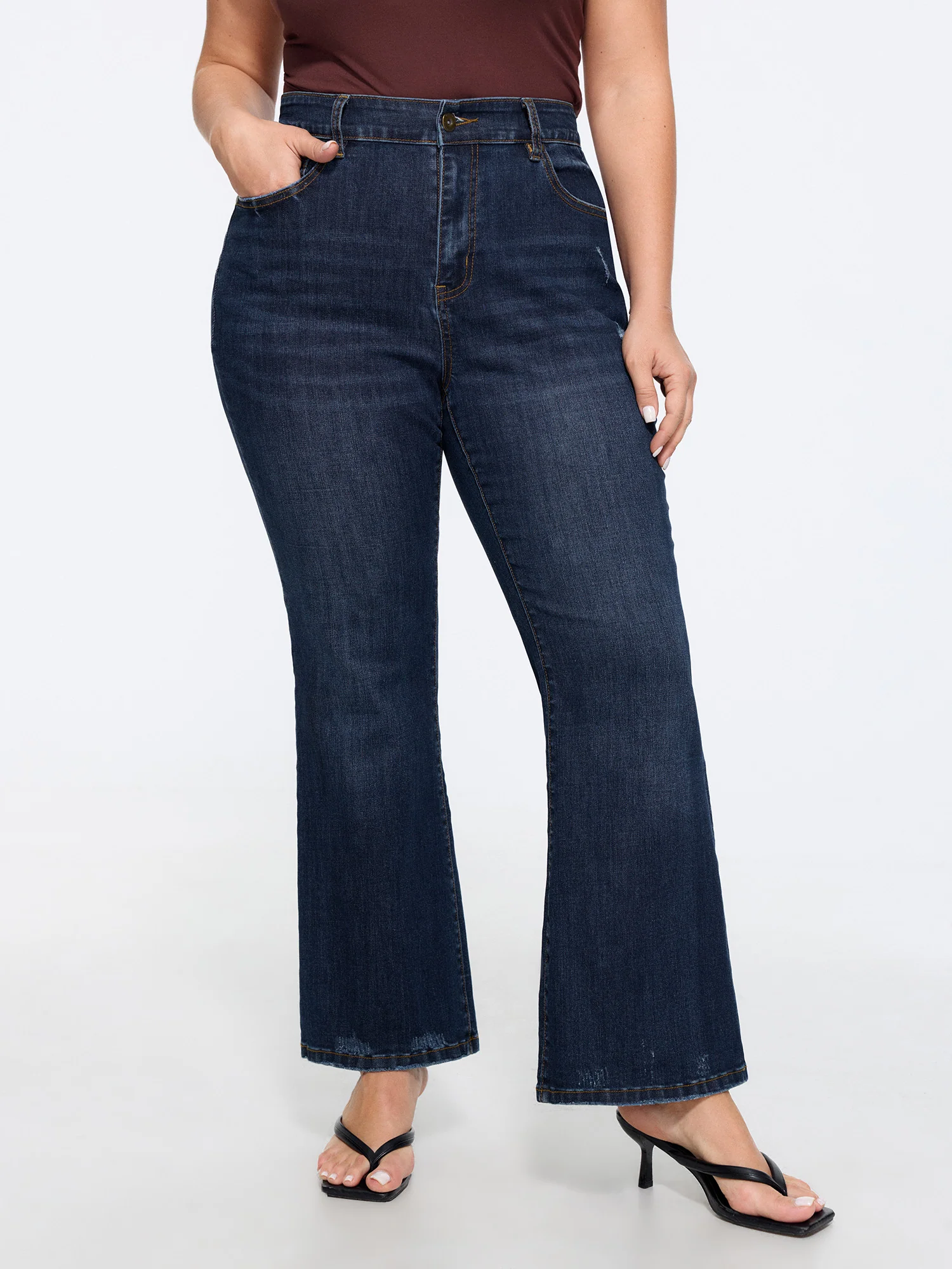 Stretchy Mid-Rise Flared Jeans
