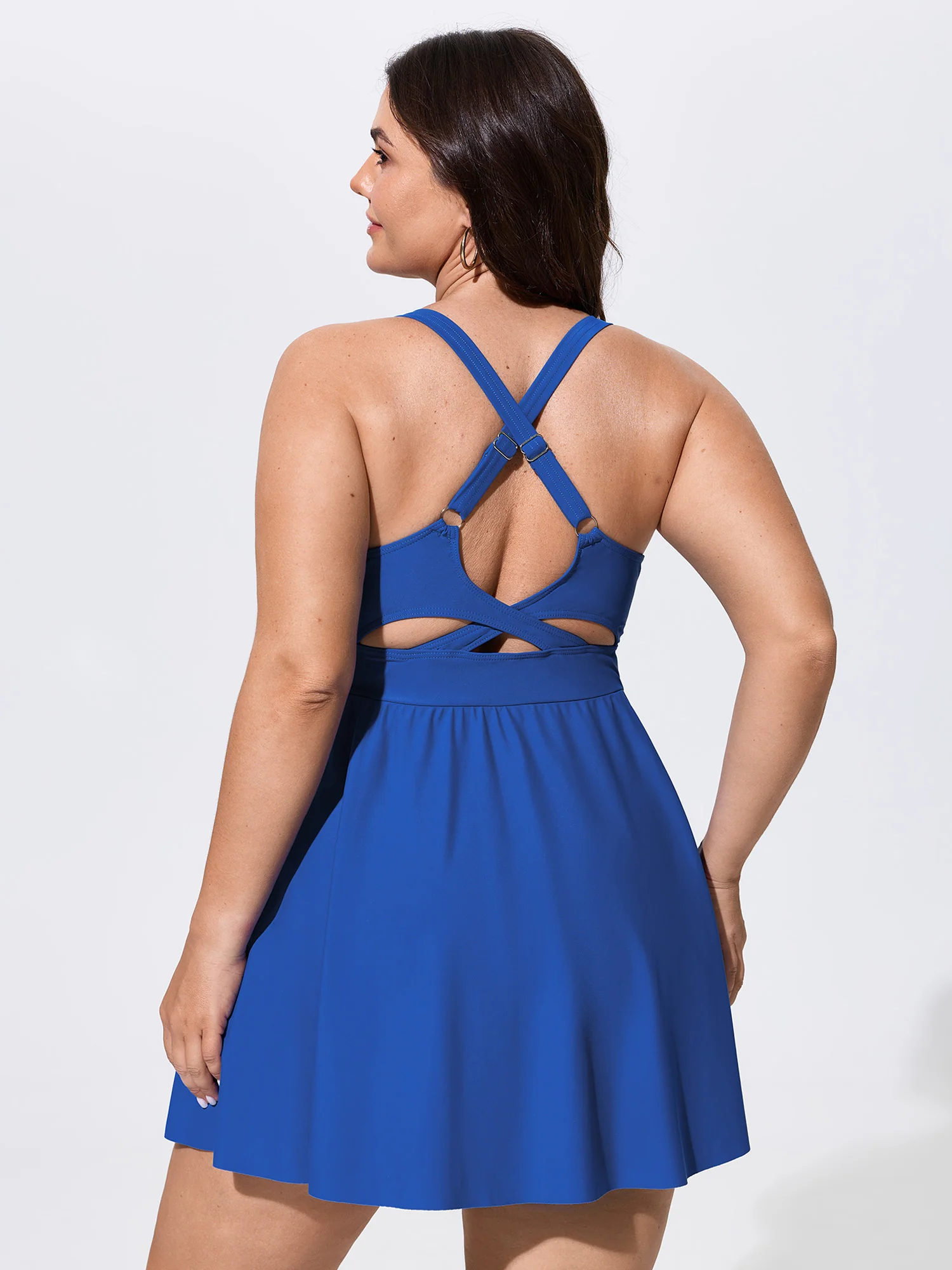 Cut-Out Back Pockets Flowy Swim Dress