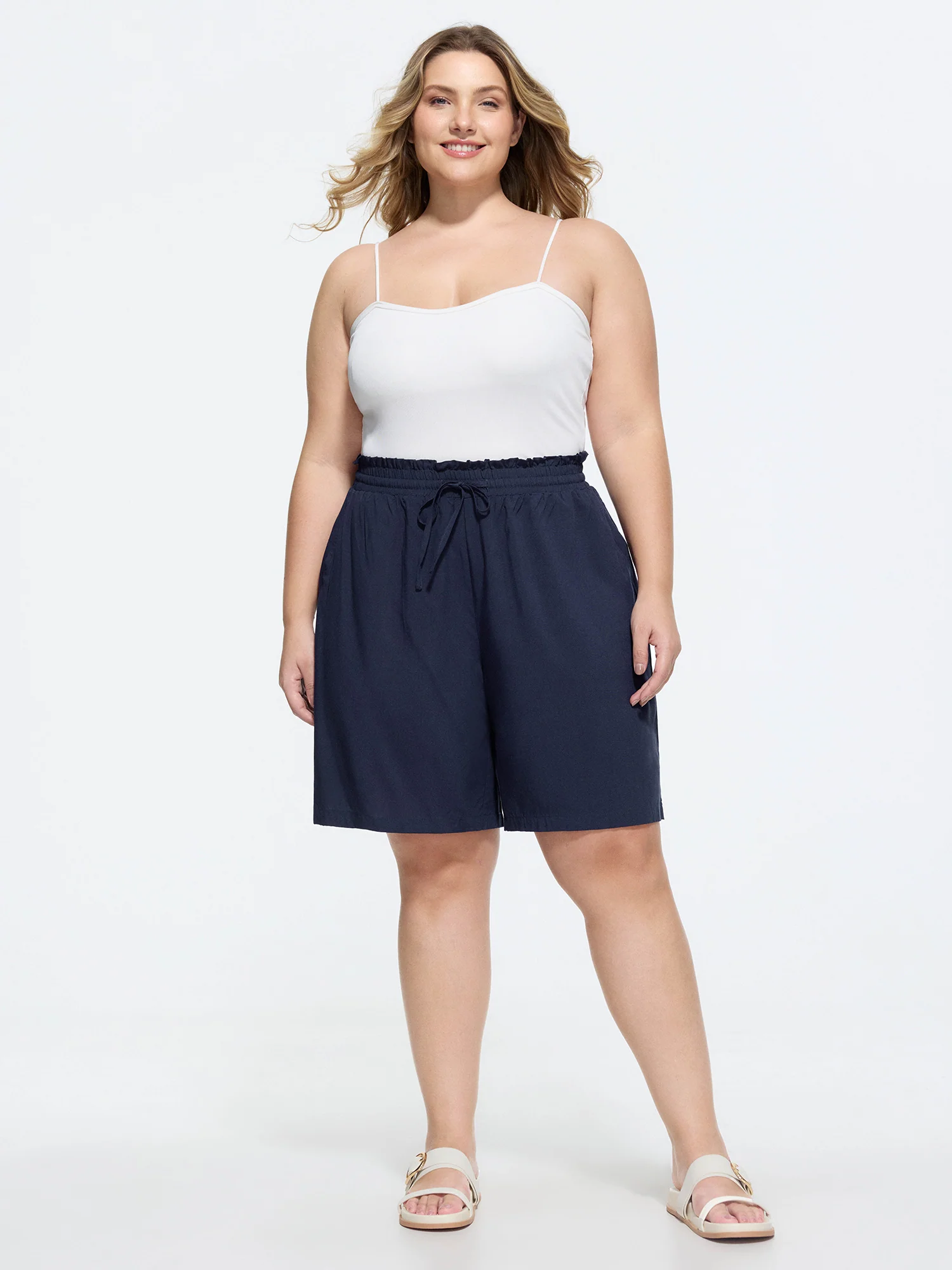 Drawstring Waist Pockets Relaxed-Fit Shorts