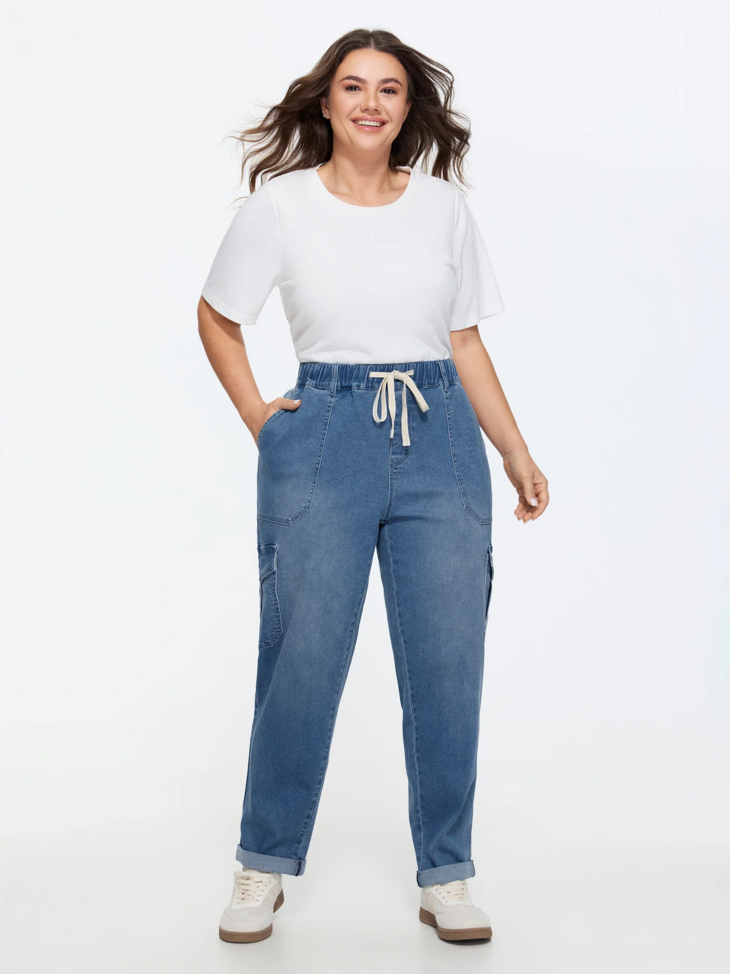 Stretchy Elastic Back Waist Jeans