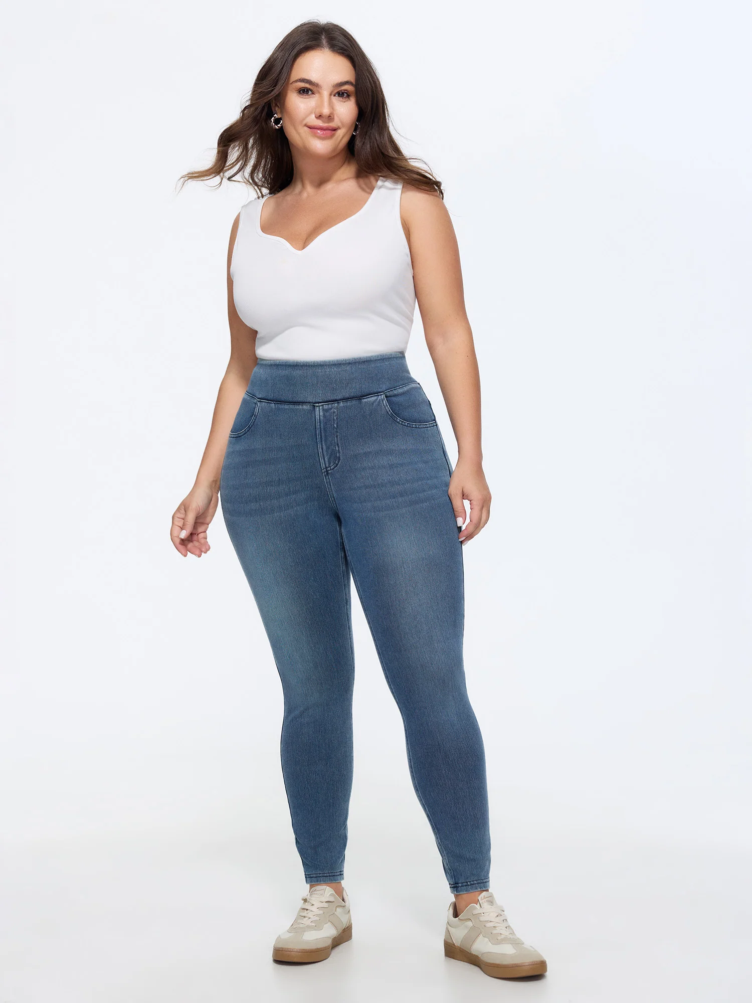 Stretchy Pull-On Skinny-Fit Jeans