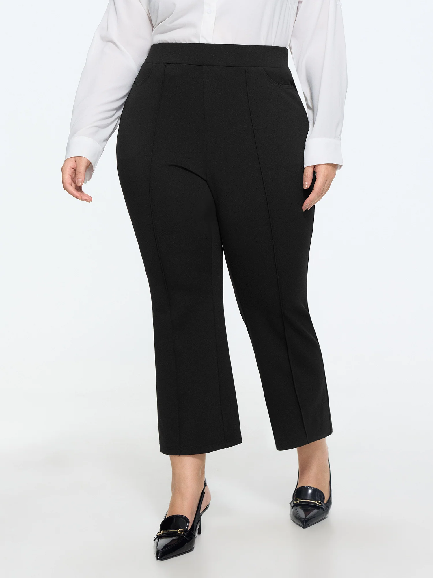 Stretchy Curvy-Fit Plain Pants