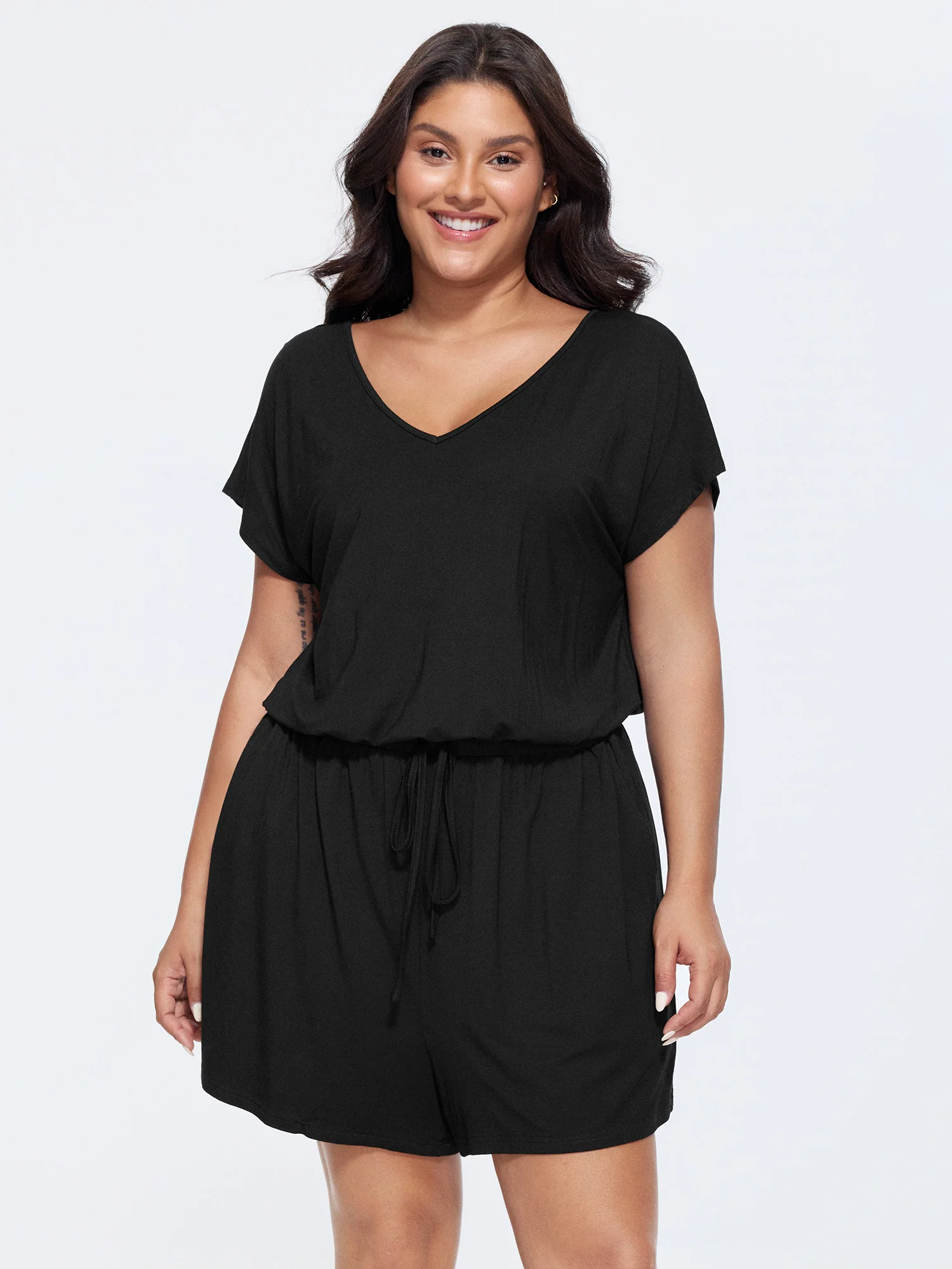 Supersoft V-Neck Drawstring Romper