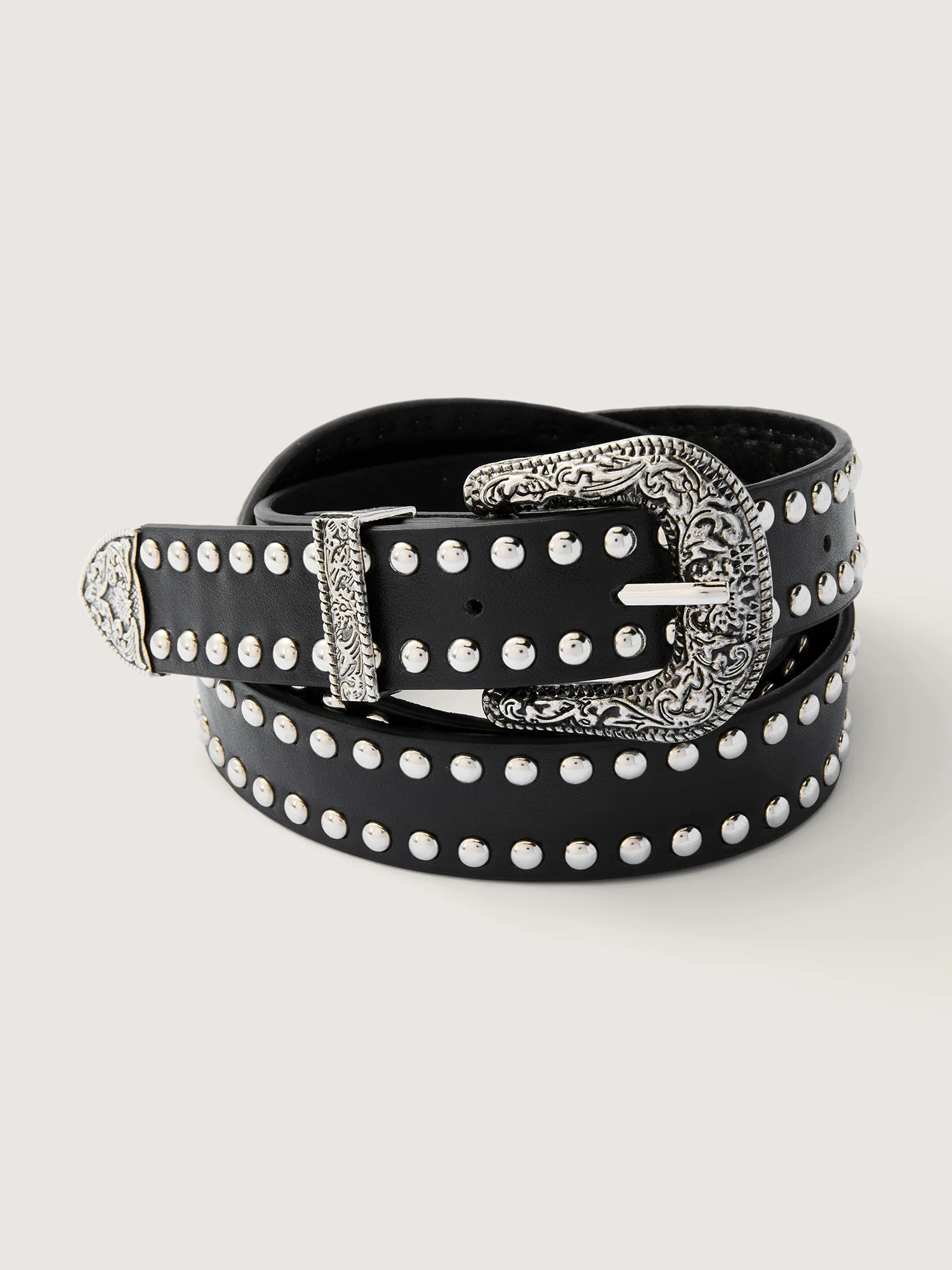 Engraved Buckle Rivet Detail Belt