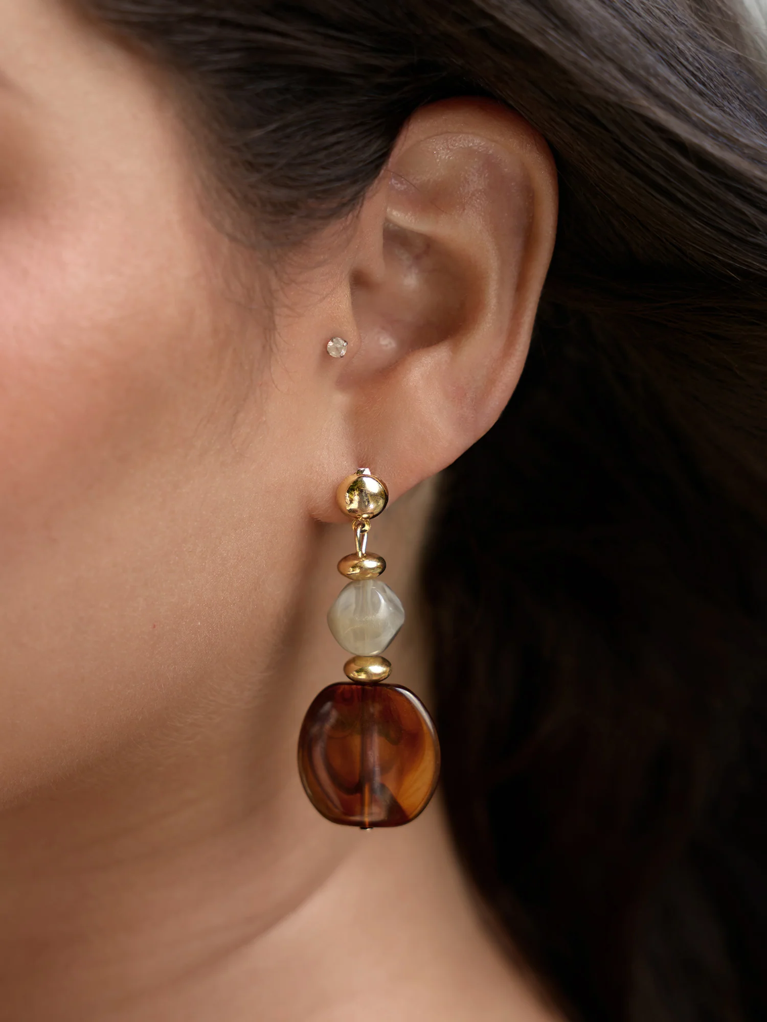 Multi-Color Stone Drop Earrings