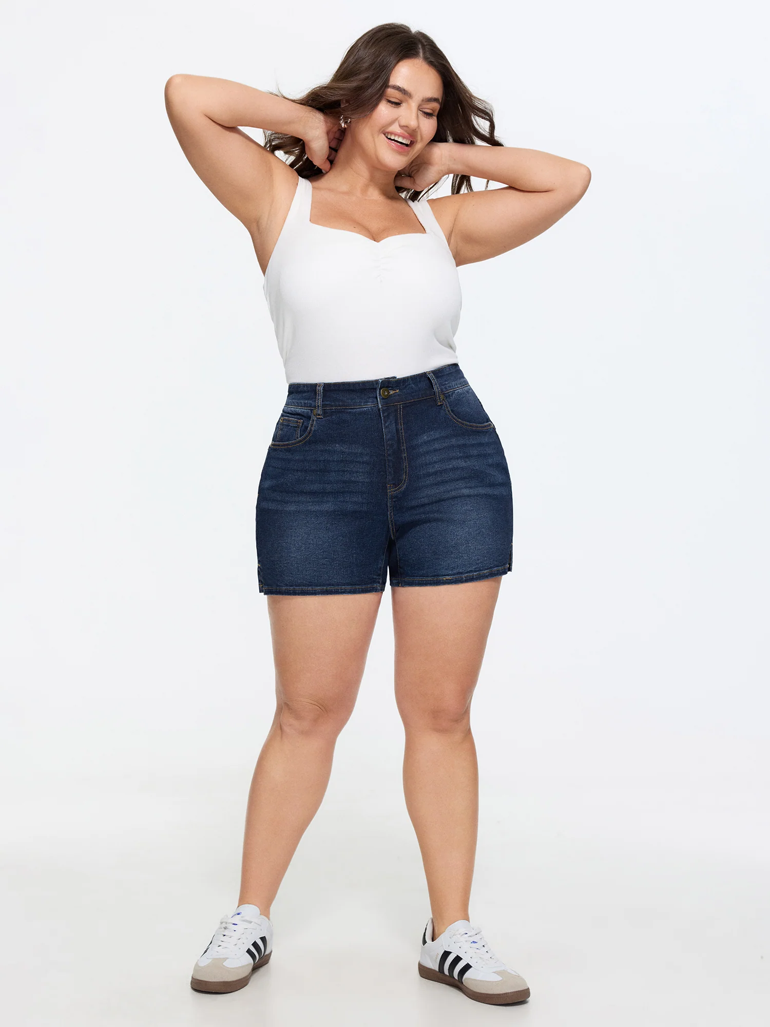 Stretchy Tight-Fit High-Rise Denim Shorts