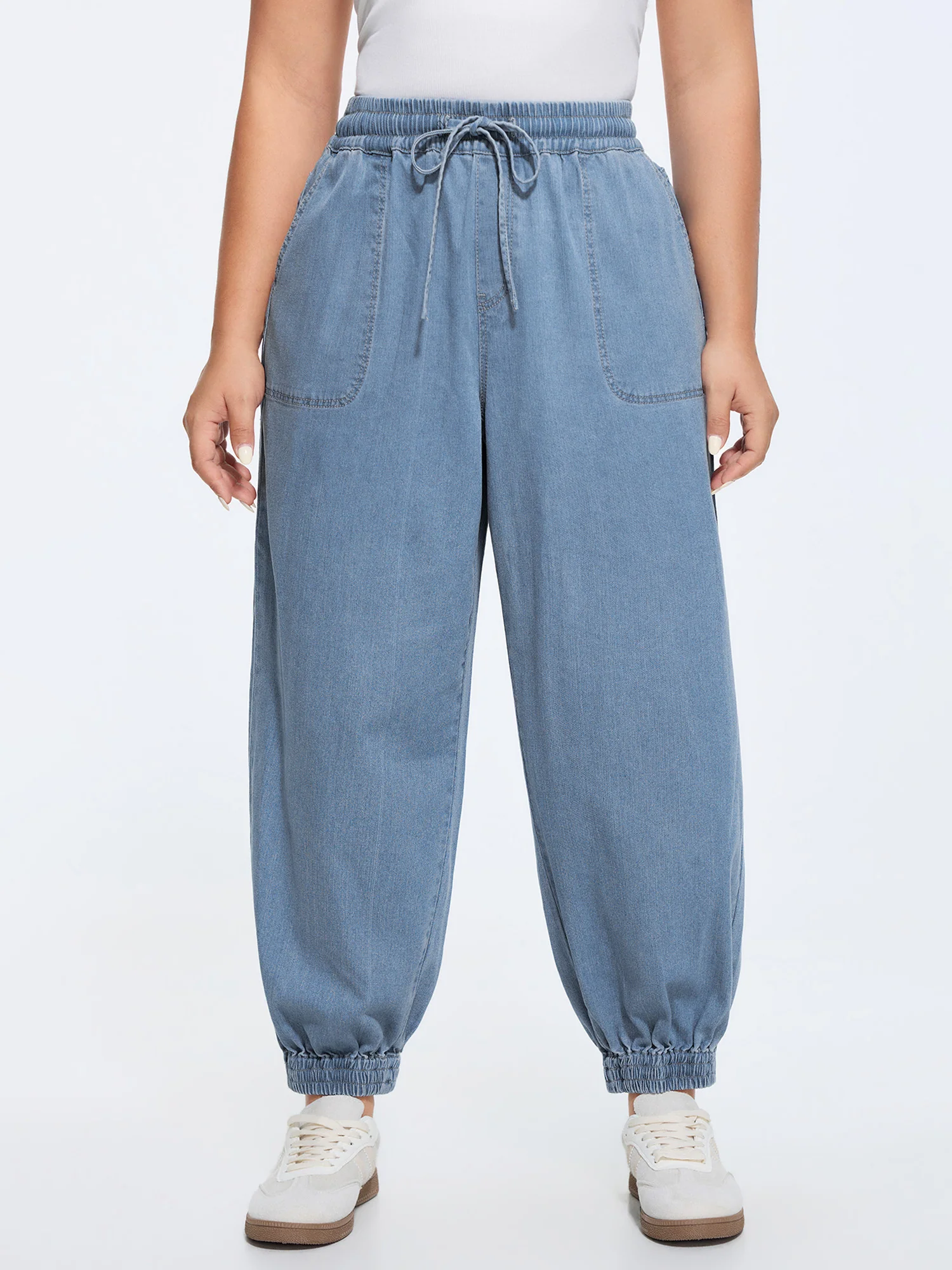 Pull-On Elastic Waist Harem Jeans