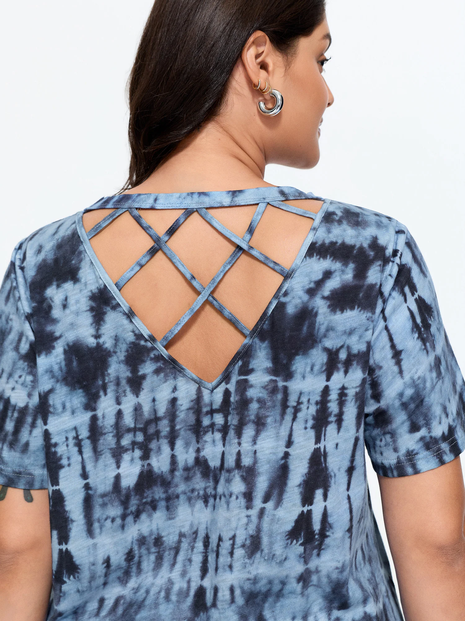 Cotton Tie Dye Back Crisscross T-Shirt