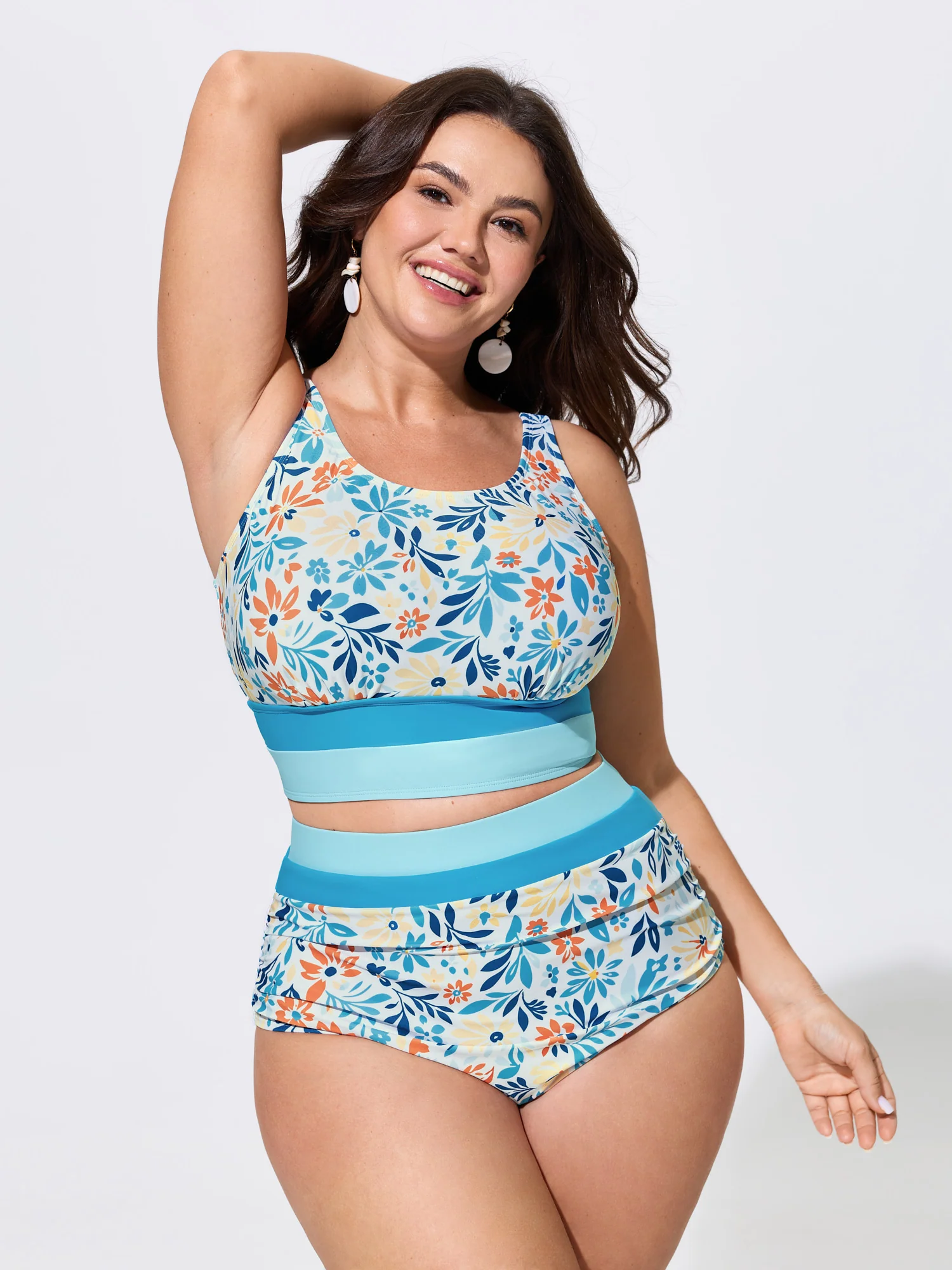 Floral Print Color Contrast Bikini Bottoms
