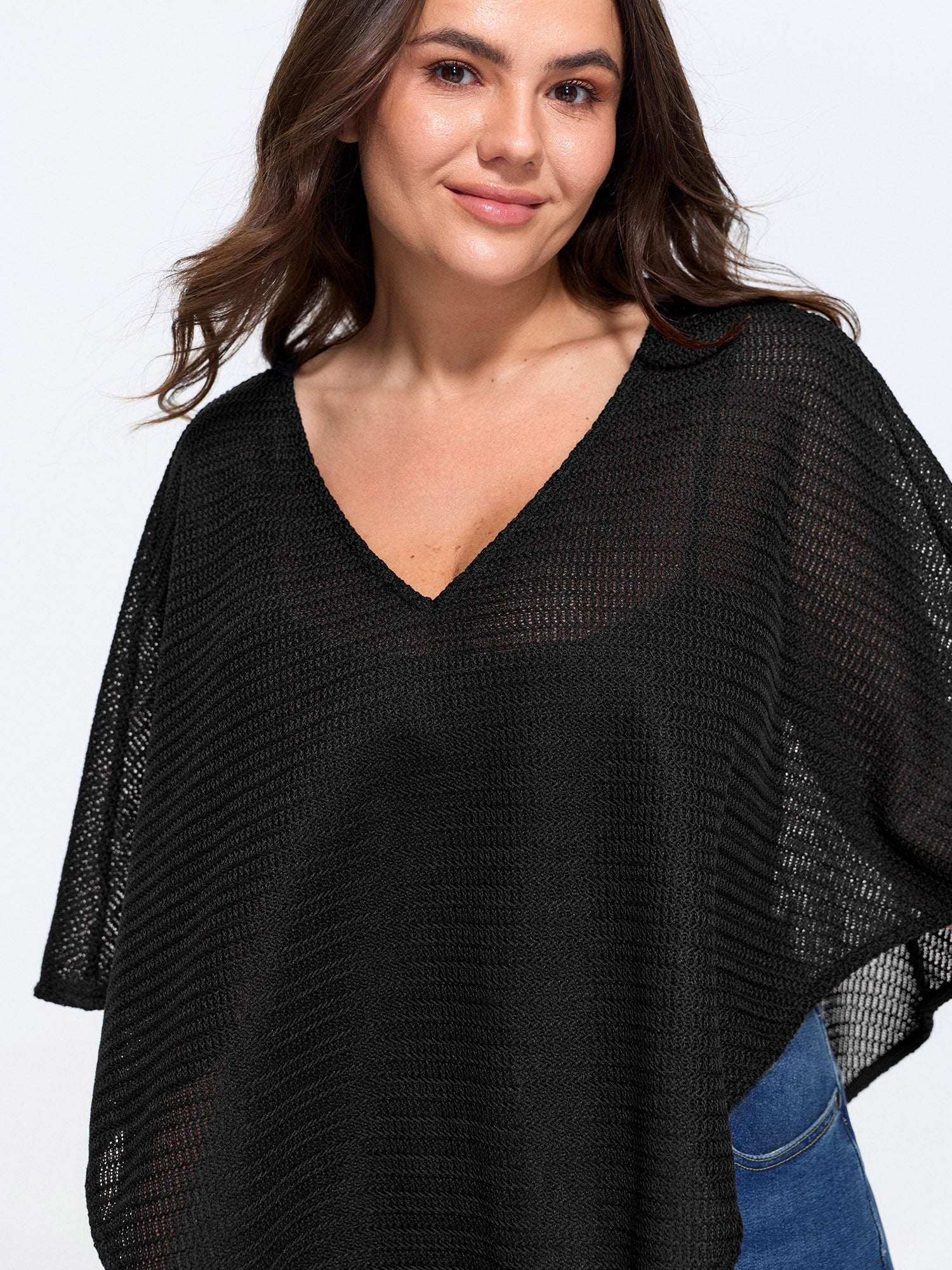 Dolman Sleeve Cut Out Loose Triangle Hem T-Shirt
