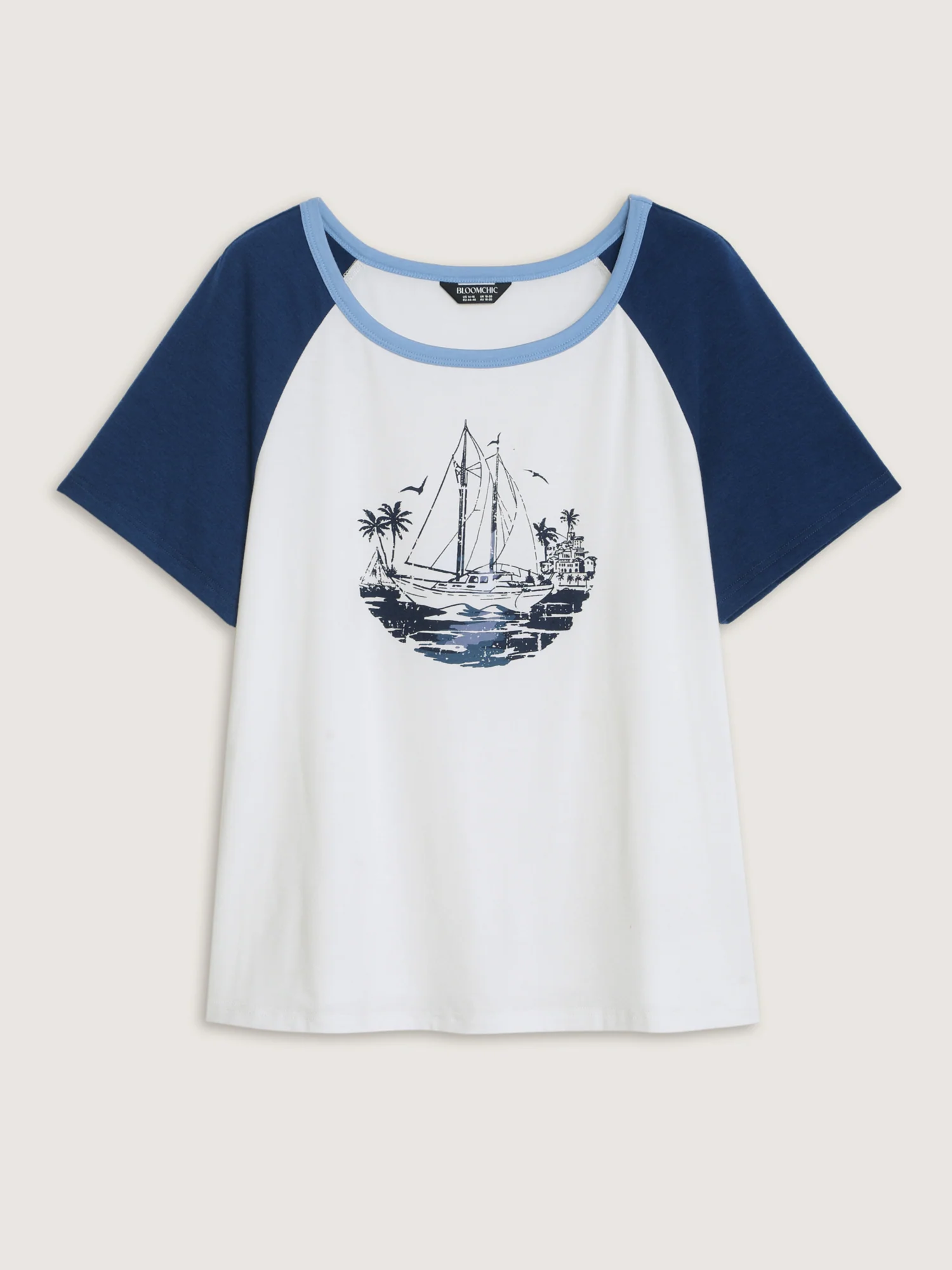 Yacht Print Color Contrast T-Shirt