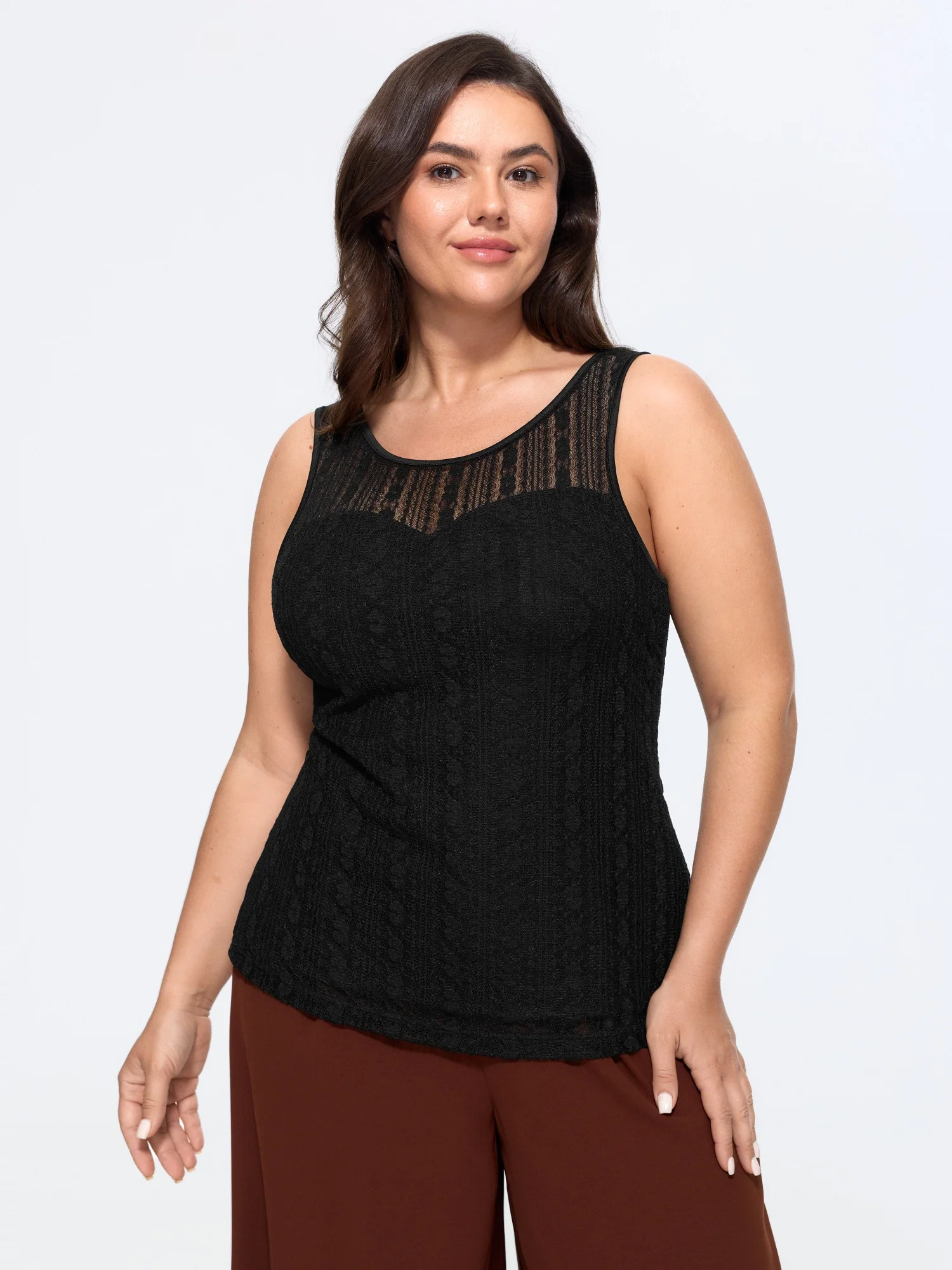 Sheer Floral Lace Layering Tank Top