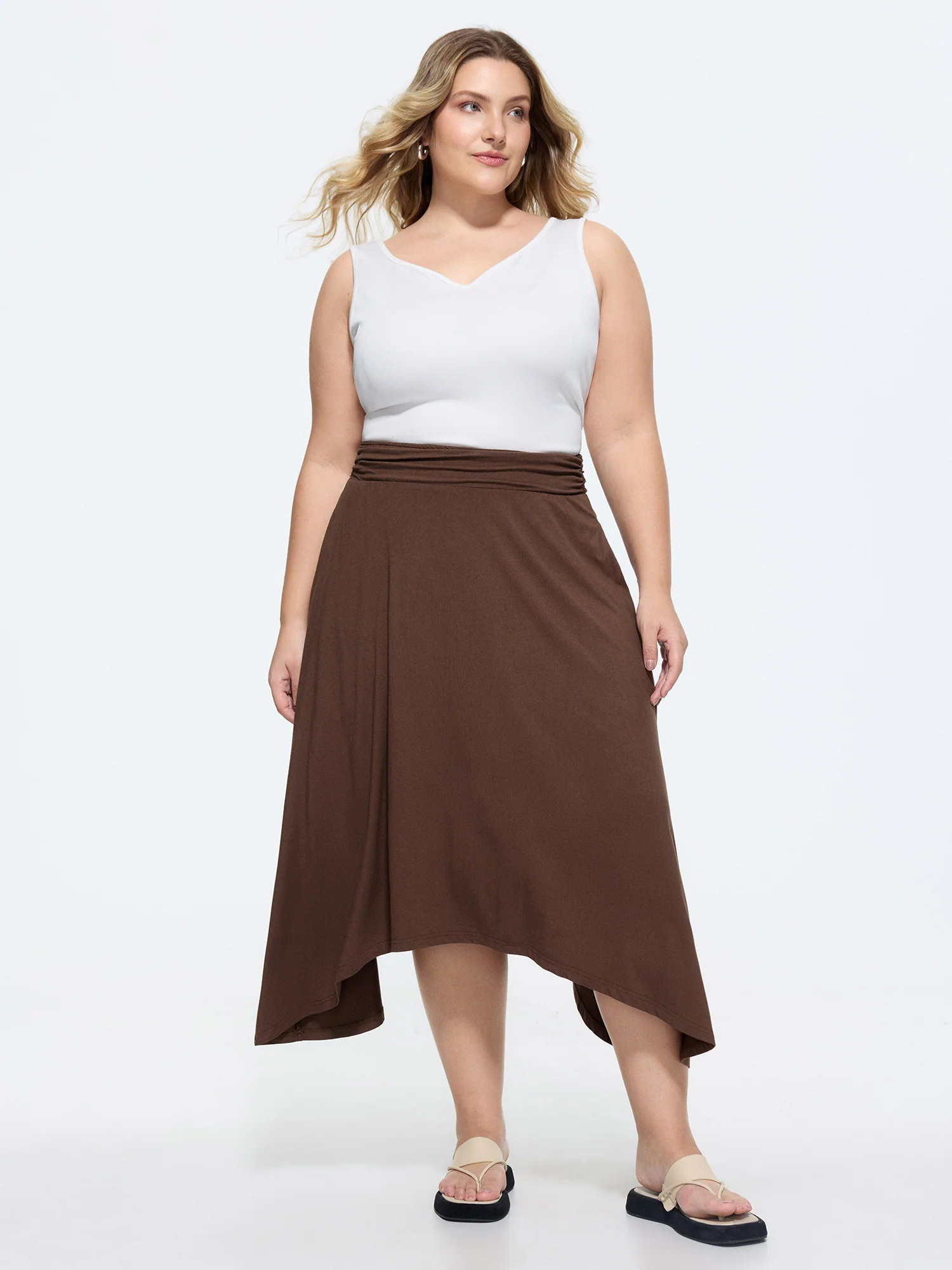 Supersoft Asymmetrical Hem Midi Skirt