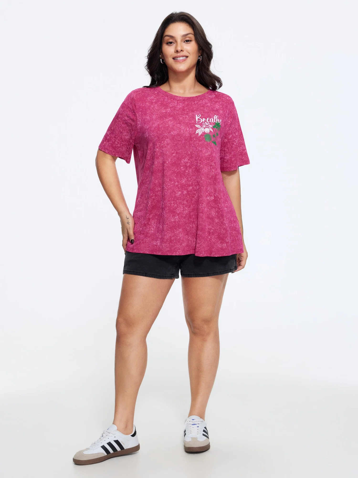 Vintage Round Neck Tropical Print T-Shirt