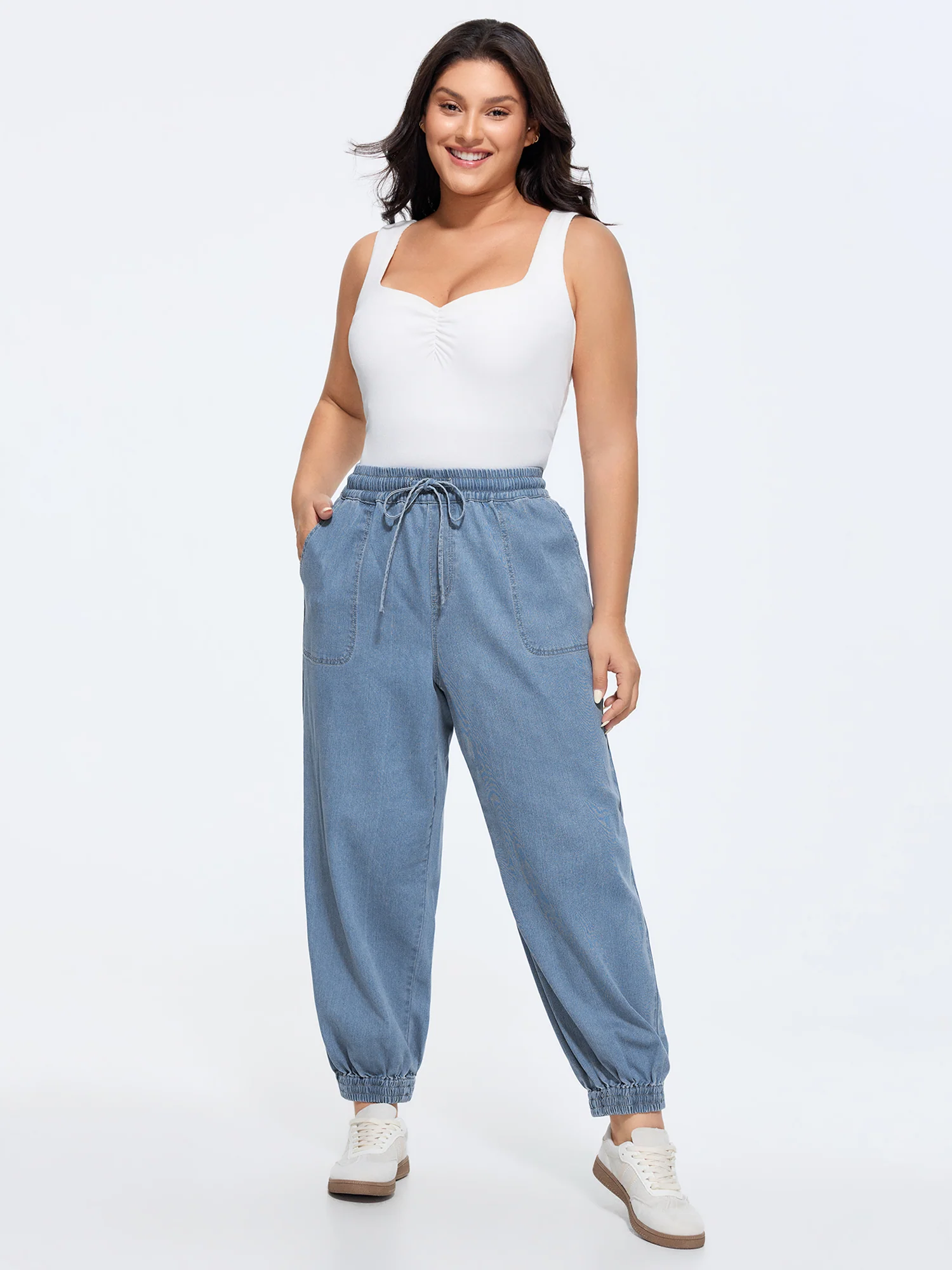 Pull-On Elastic Waist Harem Jeans