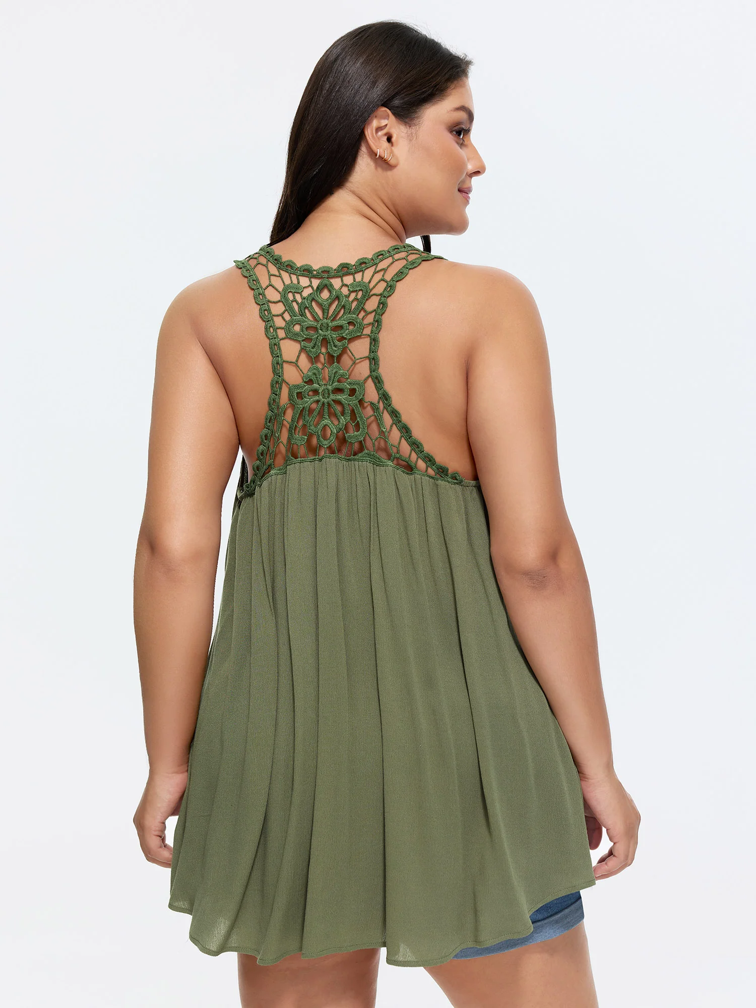 Back Cut-Out Flowy Plain Tank Top