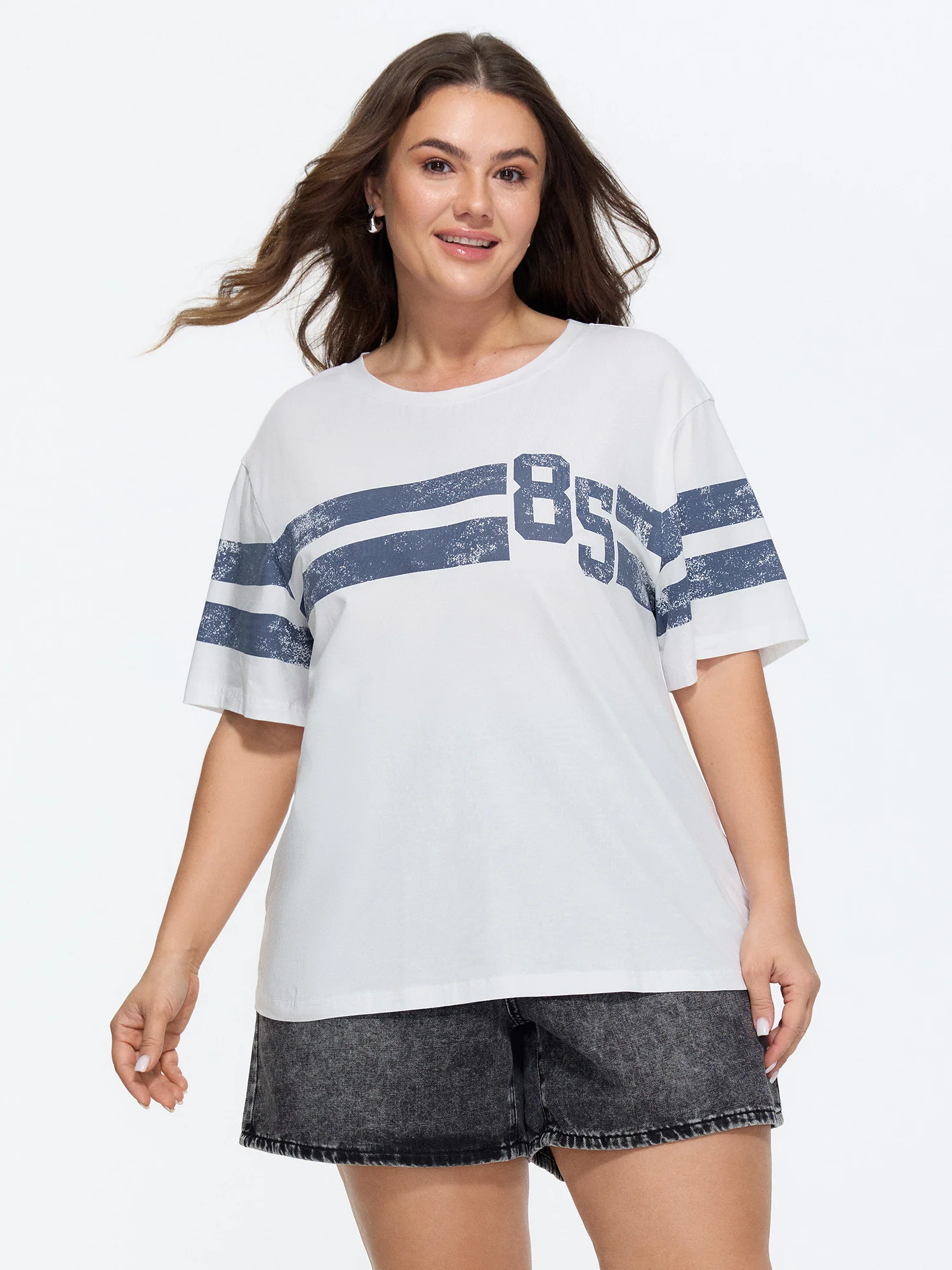 Cotton Striped Print Relaxed-Fit T-Shirt