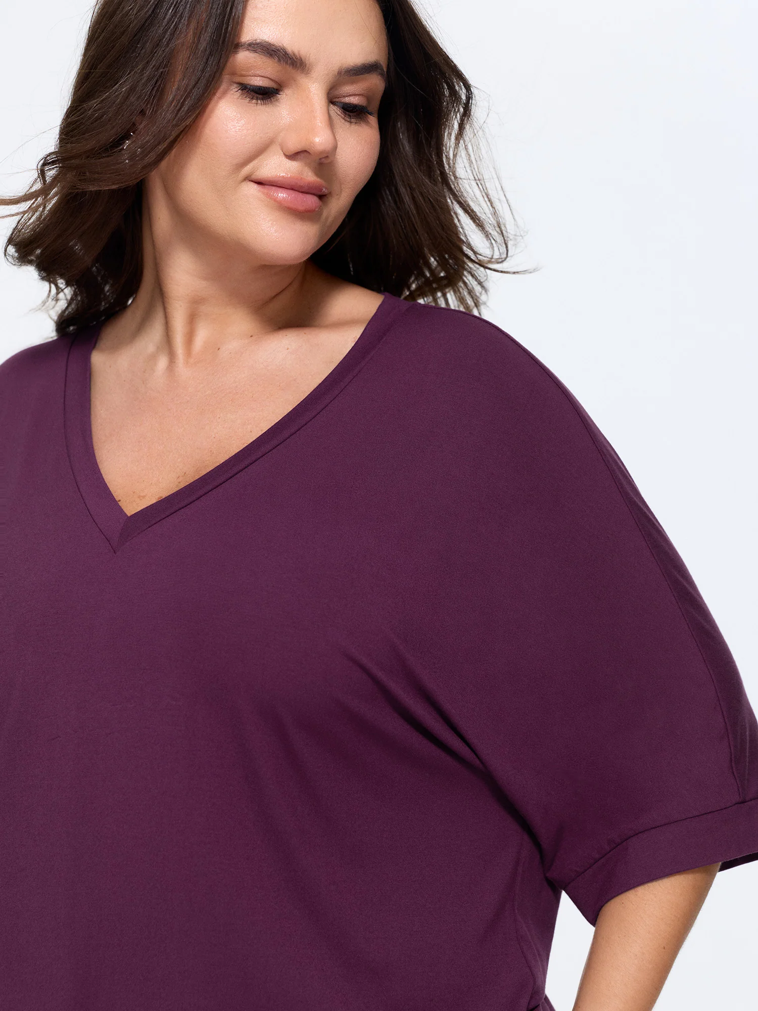 Supersoft Stretchy V-Neck Plain T-Shirt