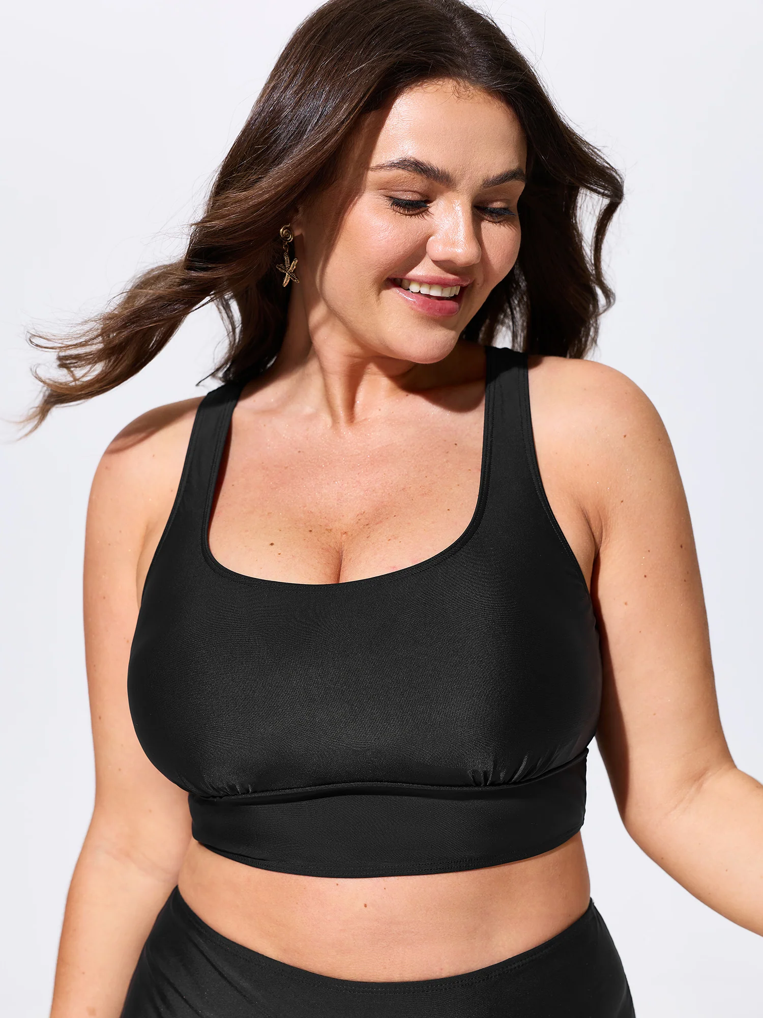 Back Cut-Out Scoop Neckline Swim Top