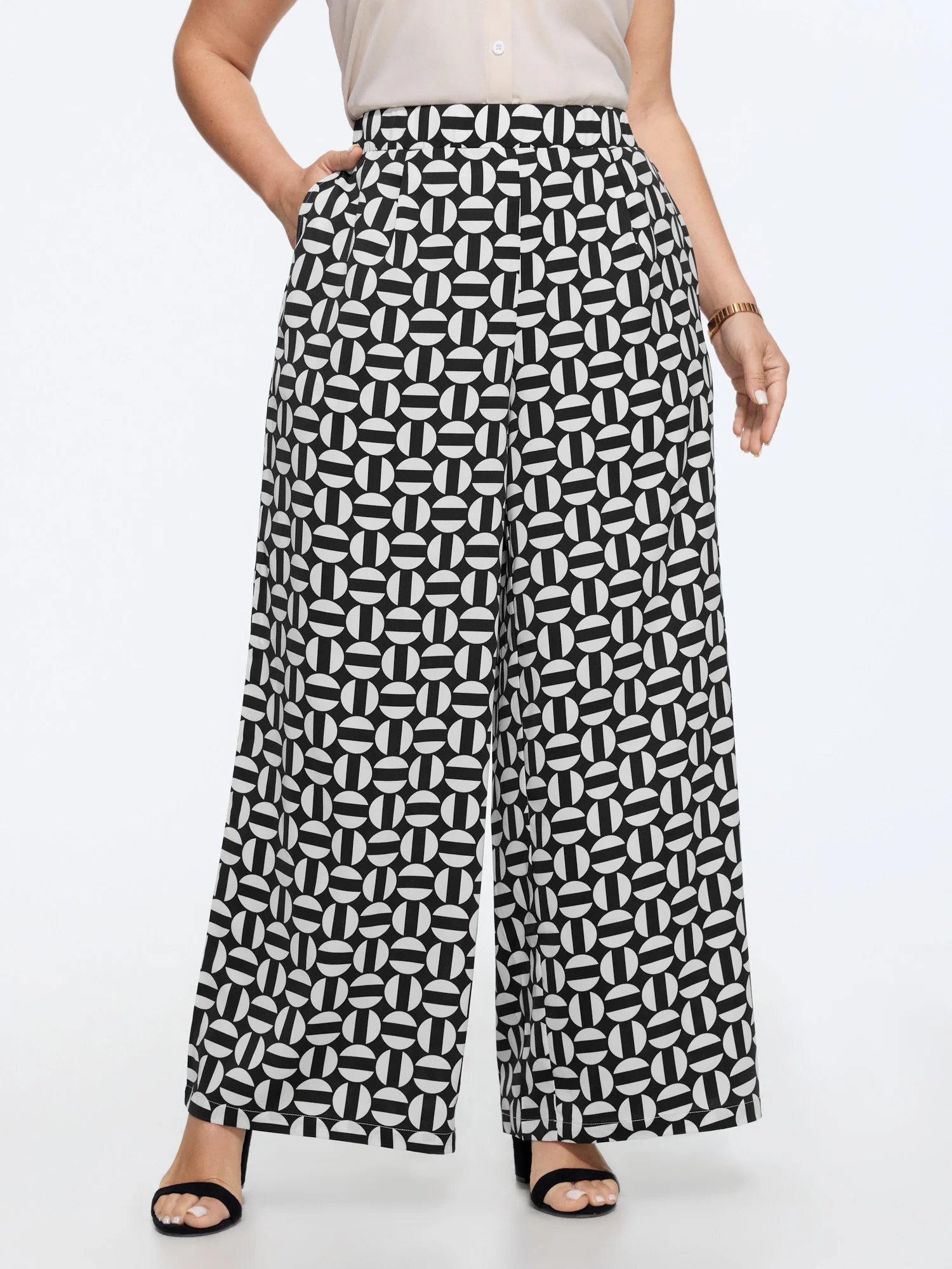 Geometric Print Pull-On Pants