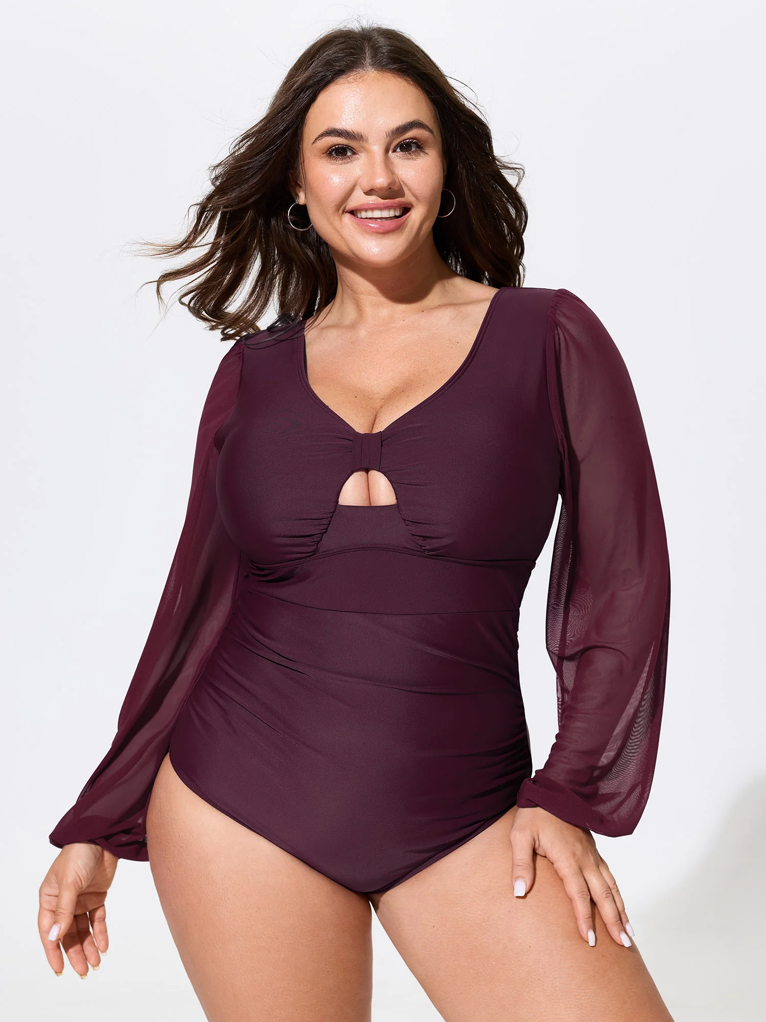 Sheer Backless Cut-Out One-Piece Swim