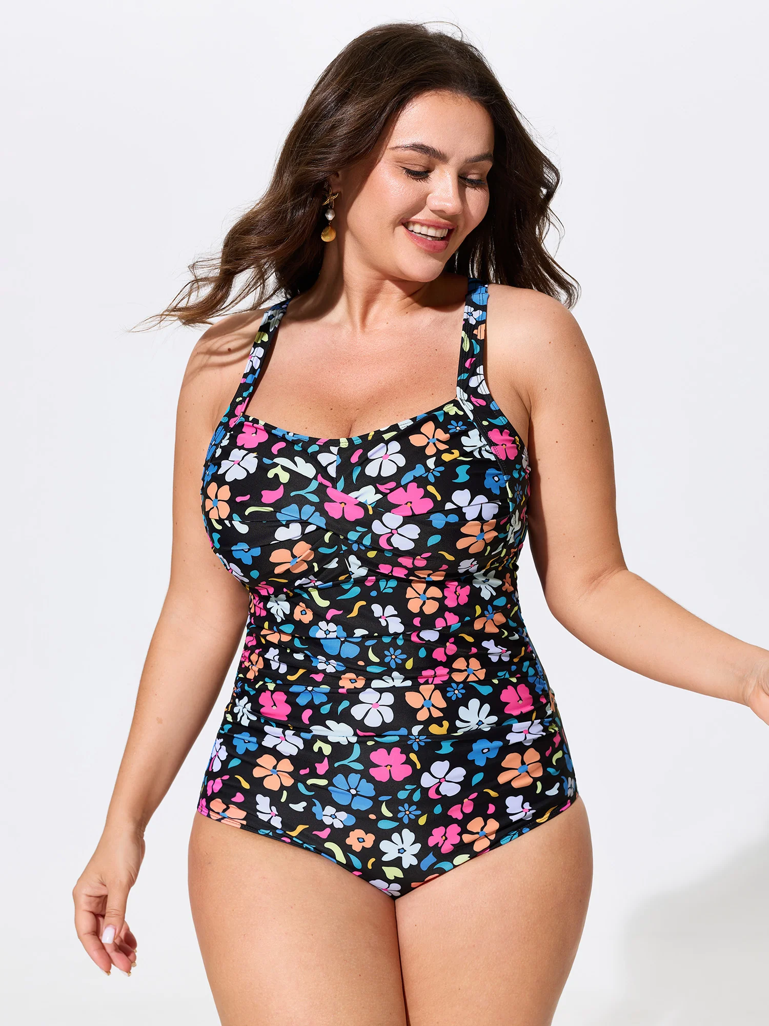 Split Hem Sarong Set Floral One-Piece Swim