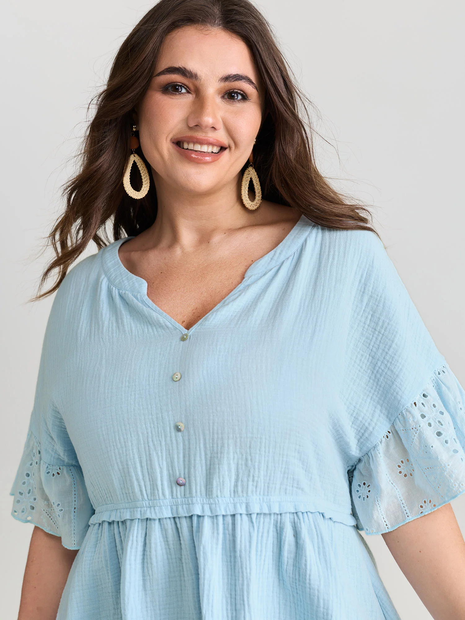 Cotton Ruffle Sleeve Babydoll T-Shirt