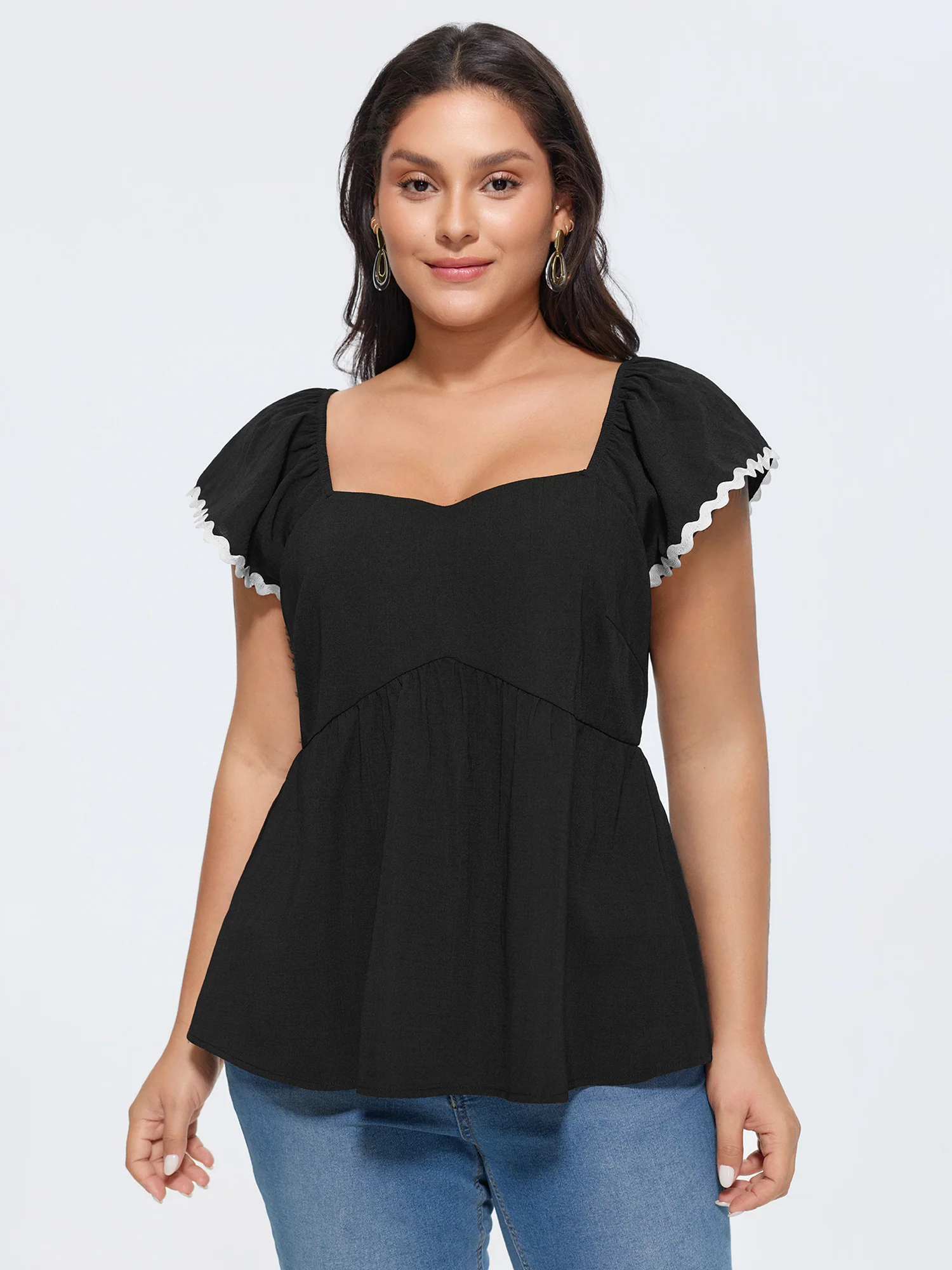 Color Contrast Fit And Flare Blouse