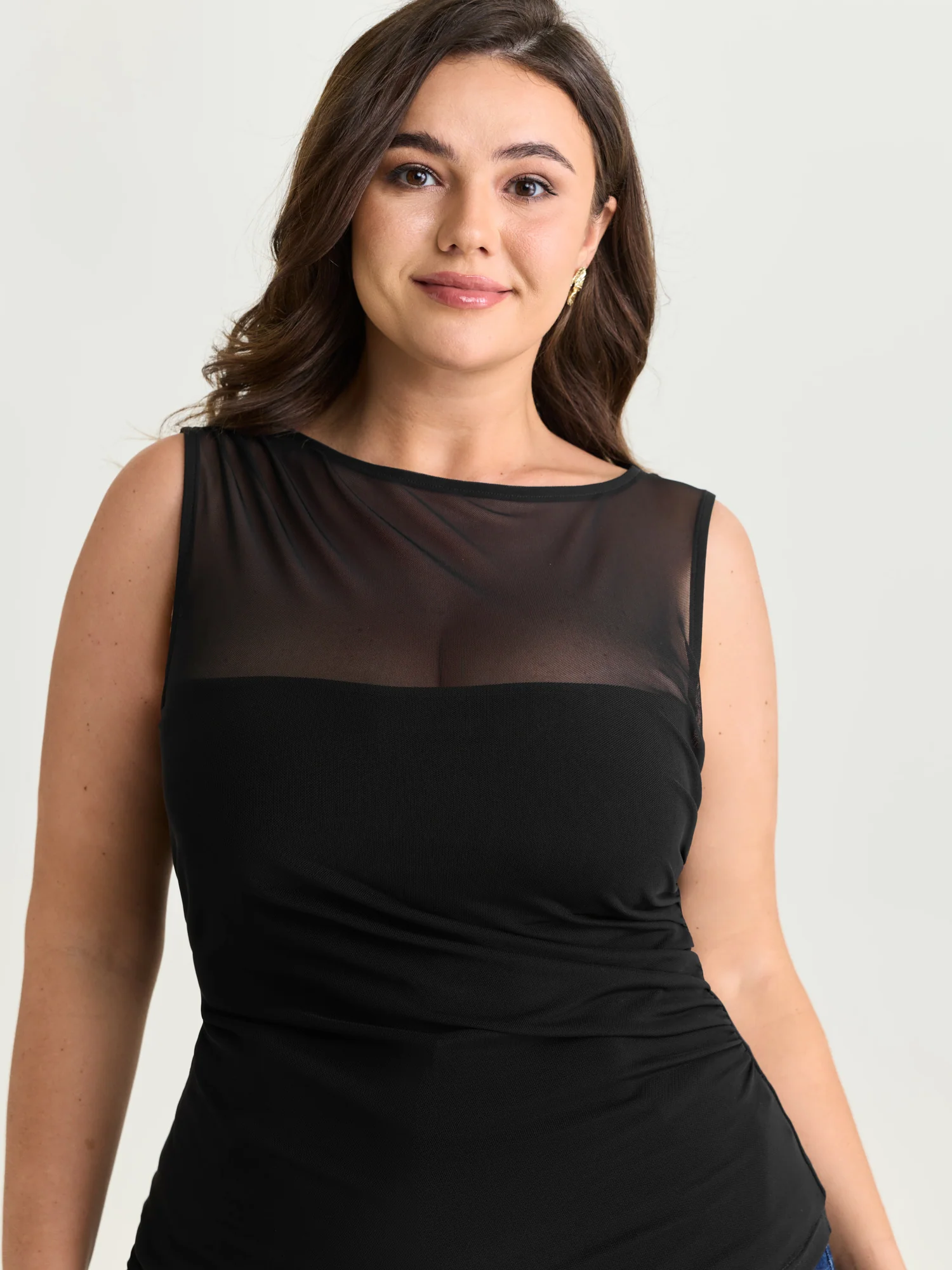 Supersoft Sheer Neckline Tank Top