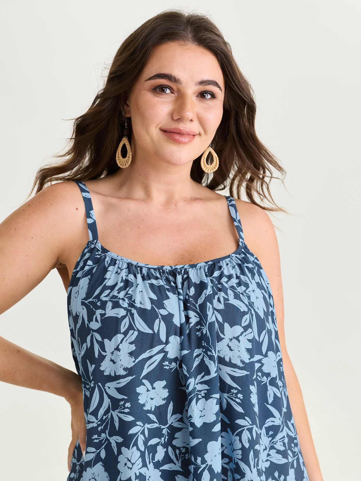 Fresh Floral Pleated Tank Top