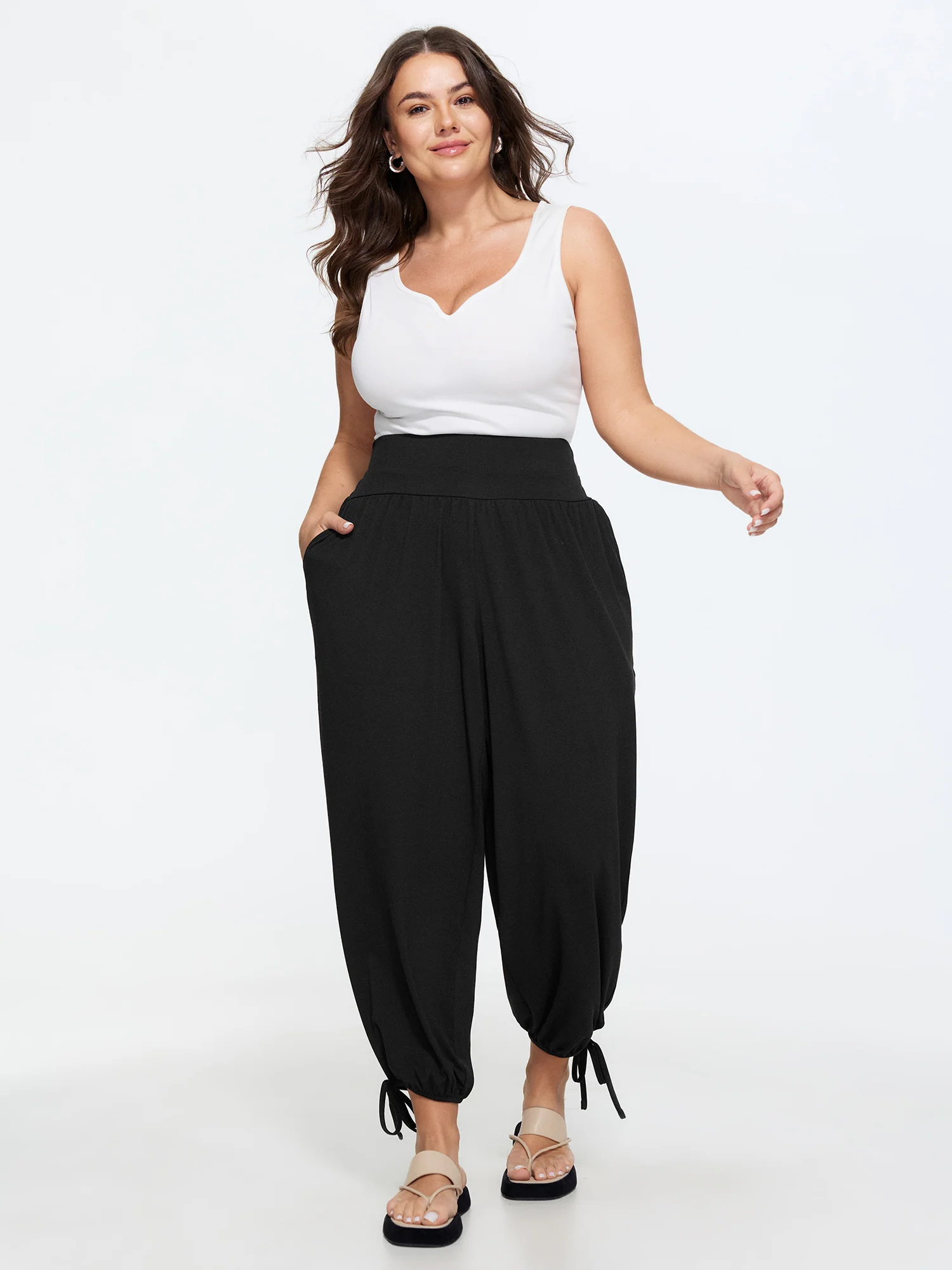 Supersoft Stretchy Side Drawstring Cropped Pants