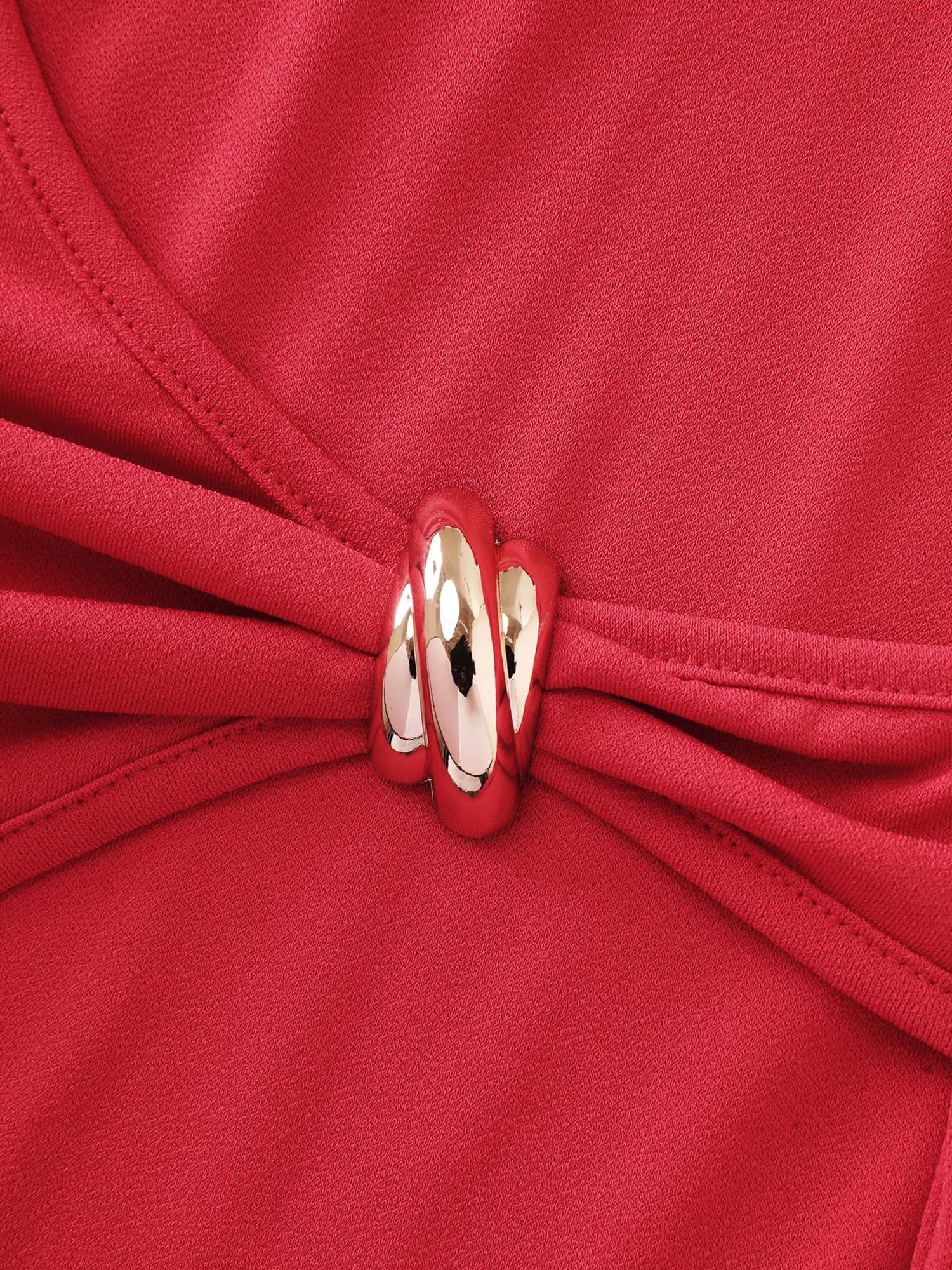 Wrap Side Buckle Draped Blouse