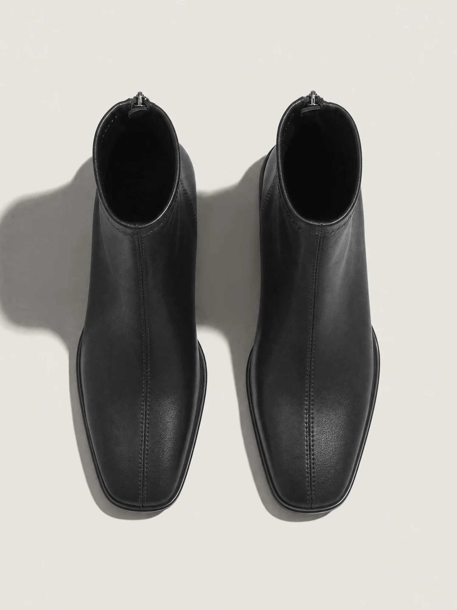 Square Toe Block Heel Back Zipper Ankle Booties